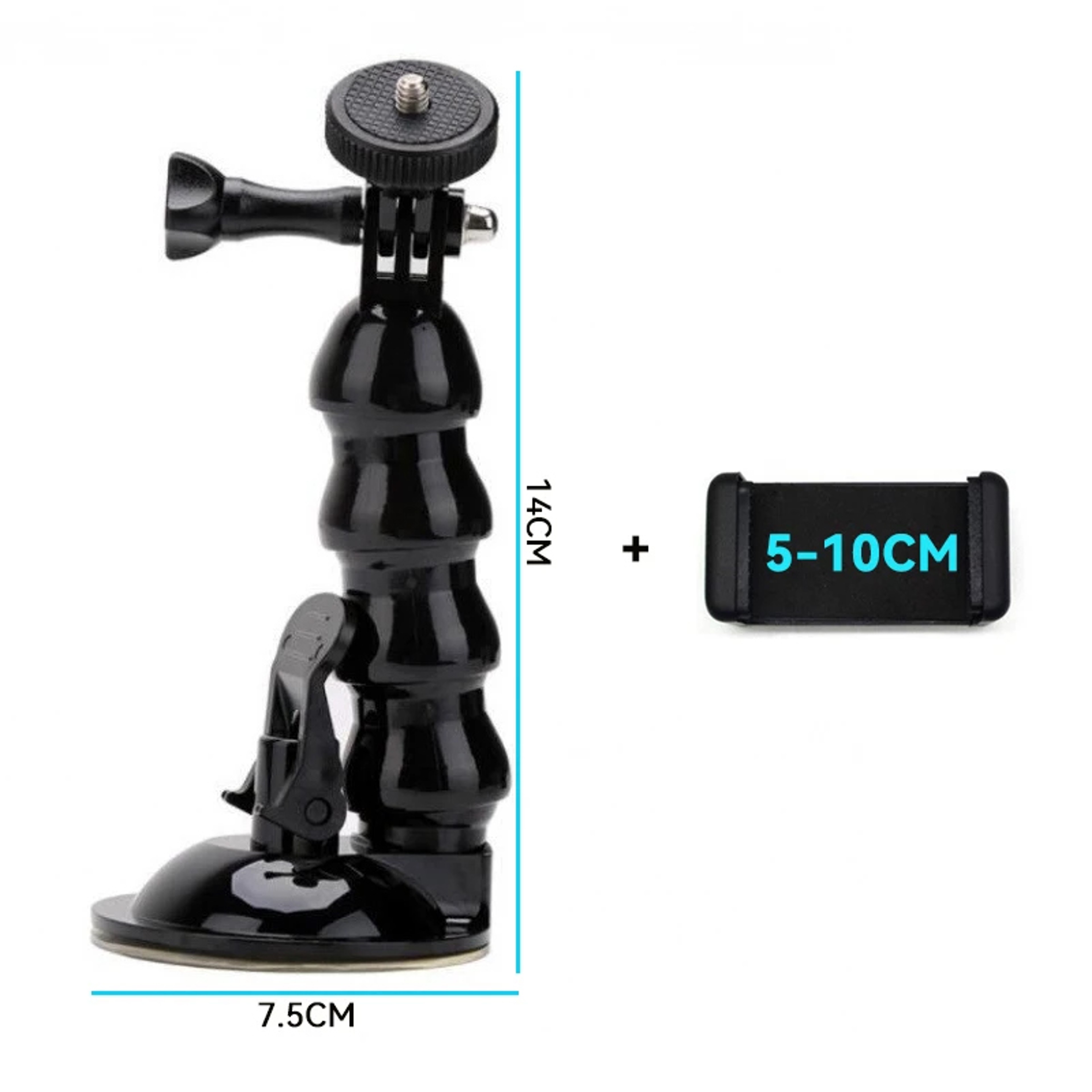 Heavy Duty Suction Cup Camera Car Mount With Tripod Adapter and Phone Holder for GoPro Hero & DJI Osmo Action Series – view 8