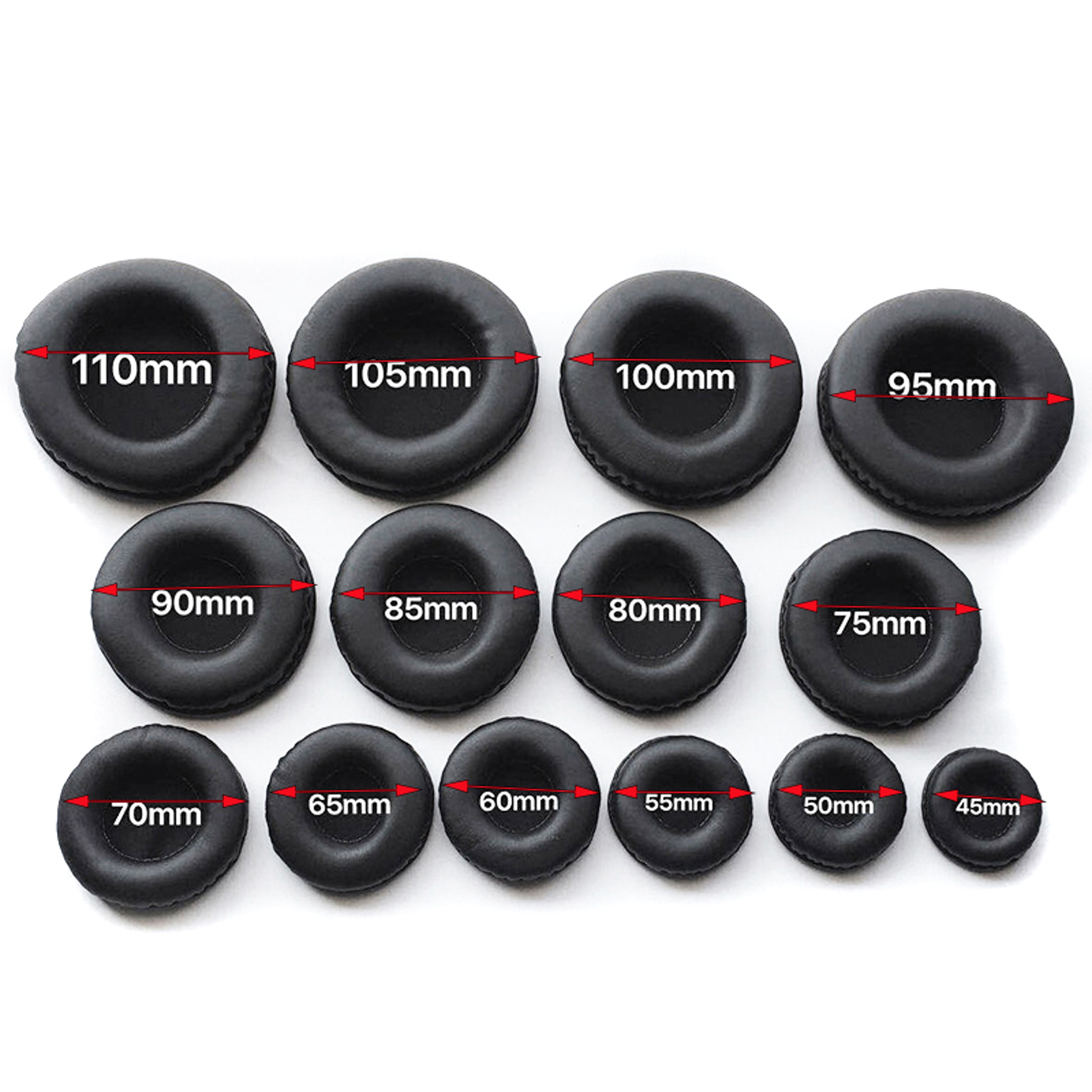 Universal 40mm–110mm Ear Pads For Headphones Covers, Soft Sponge Leather Foam Cushion Replacement Set – view 2