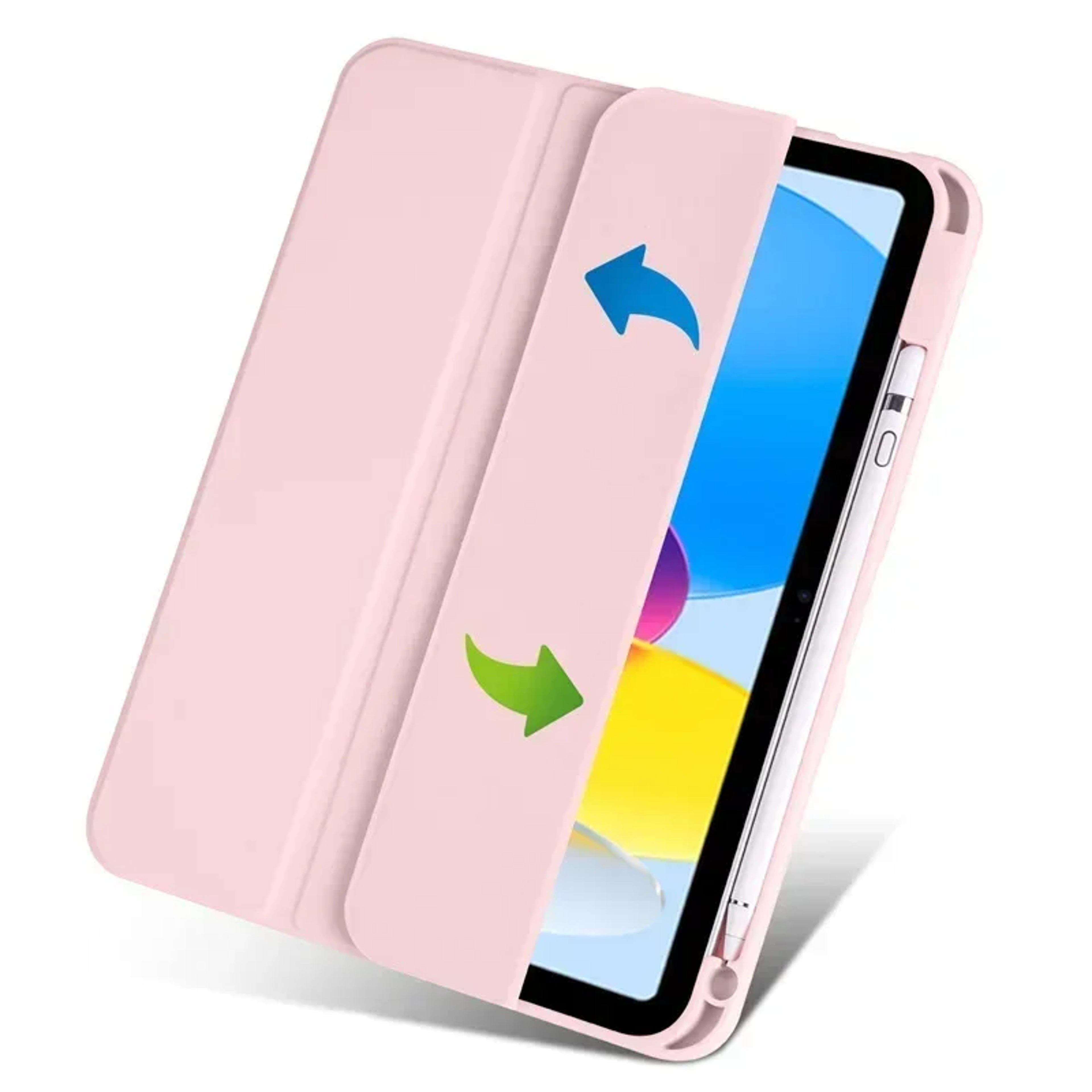 Trifold Clear Back Case with Pen Holder for iPad, Hard Acrylic Protective Stand Cover for Apple iPad – view 2