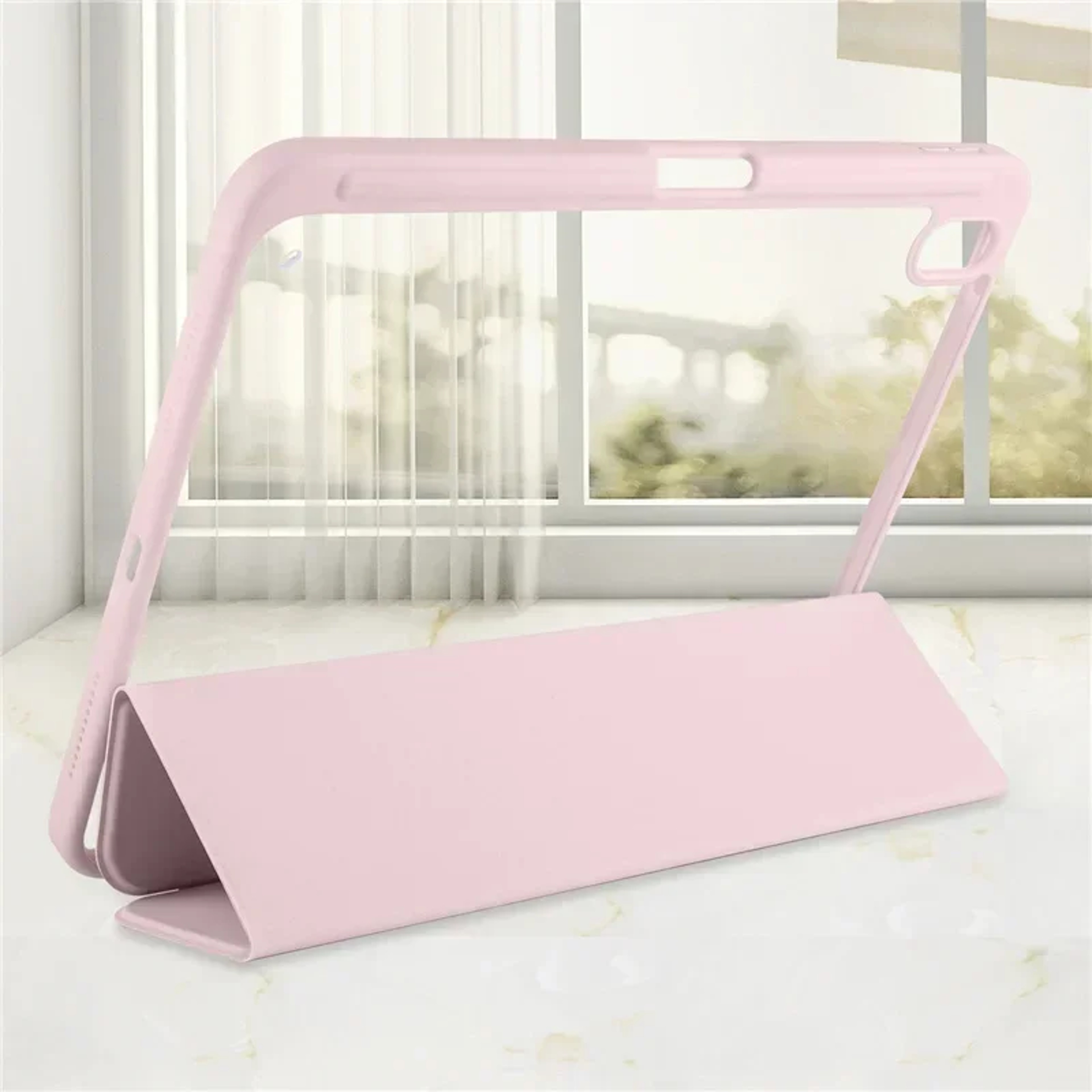 Trifold Clear Back Case with Pen Holder for iPad, Hard Acrylic Protective Stand Cover for Apple iPad – view 6