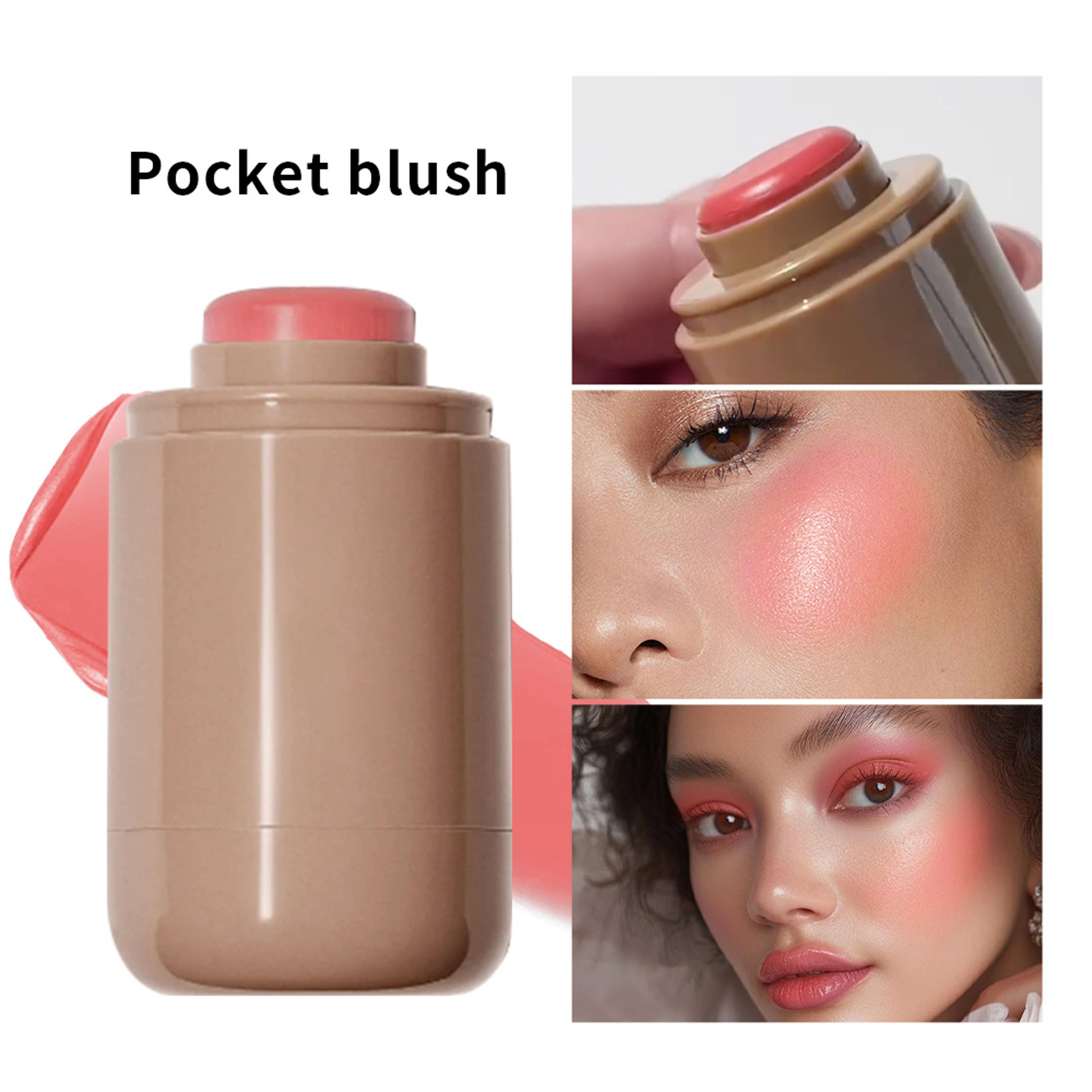 Lakerain 3-in-1 Blush Stick – Lasting Brightens Cheek & Lip Gloss, Moisturizing Face Rouge for a Natural Glow (6 Colors) – view 2