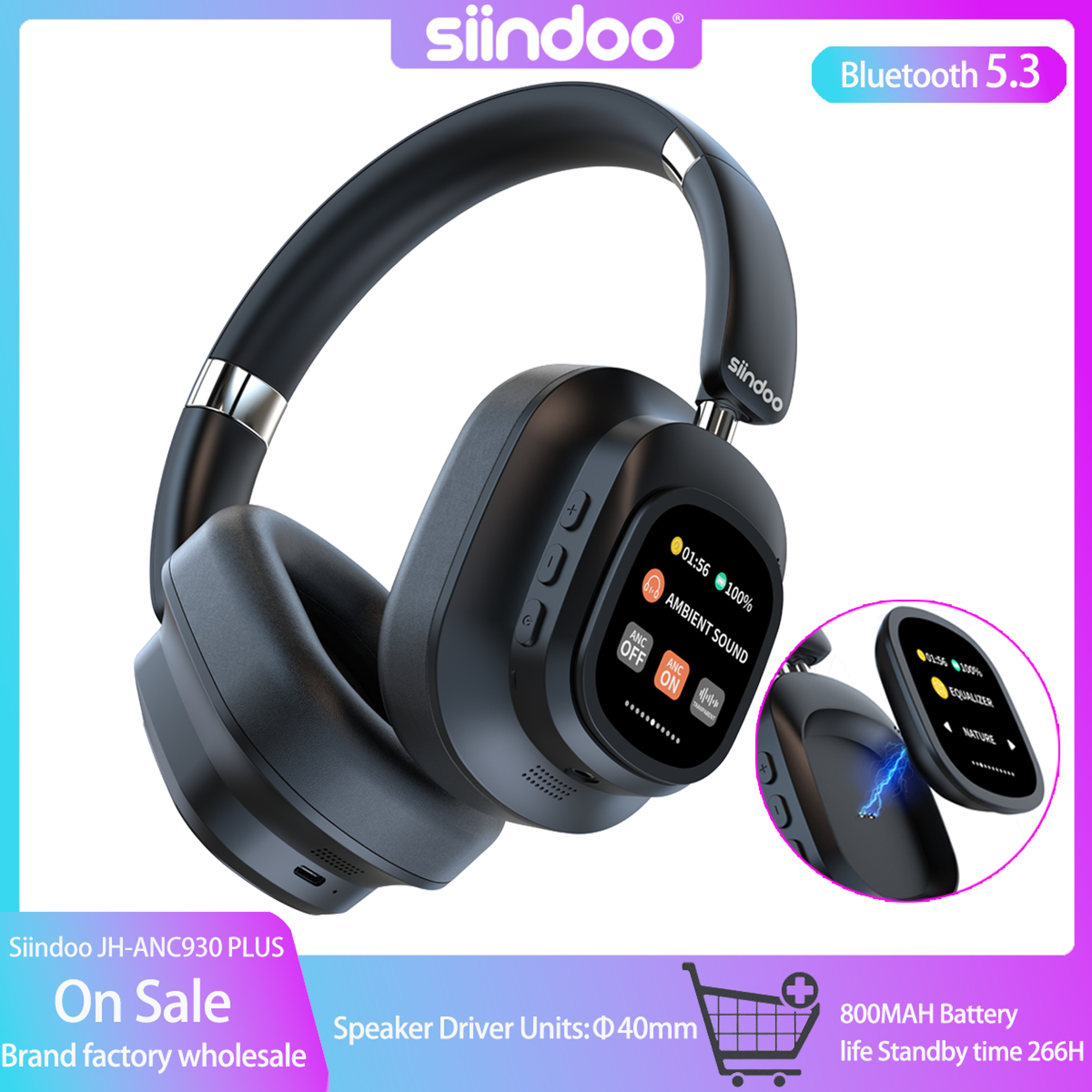 Wireless Headphone, Hybrid ANC Headphones, Multi Magnetic Touch Control, LED Display, Long Battery – view 1
