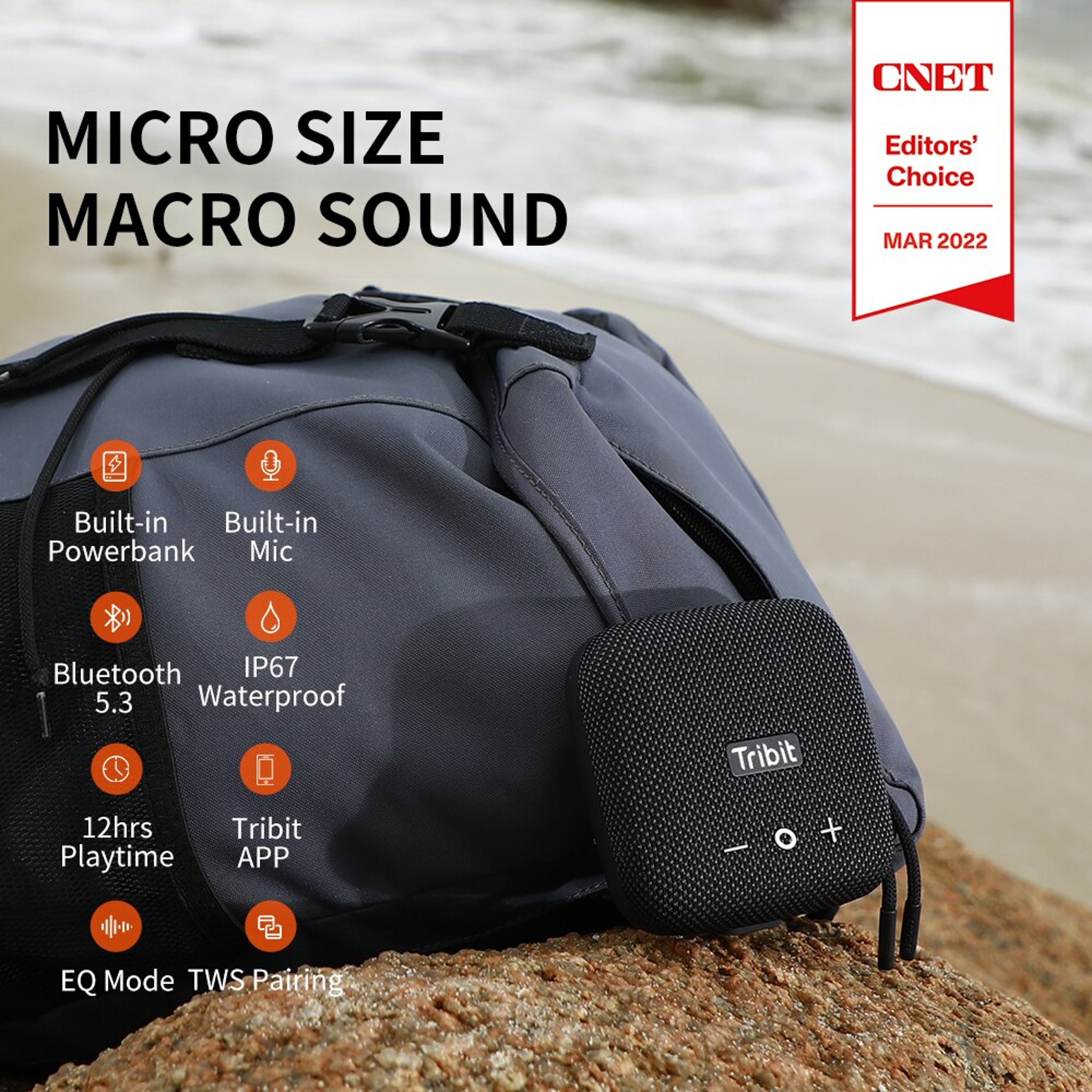 Tribit StormBox Micro 2 Portable Bluetooth Speaker, Deep Bass, 90dB Loud Sound, Waterproof IP67, Strap for Travel – view 2