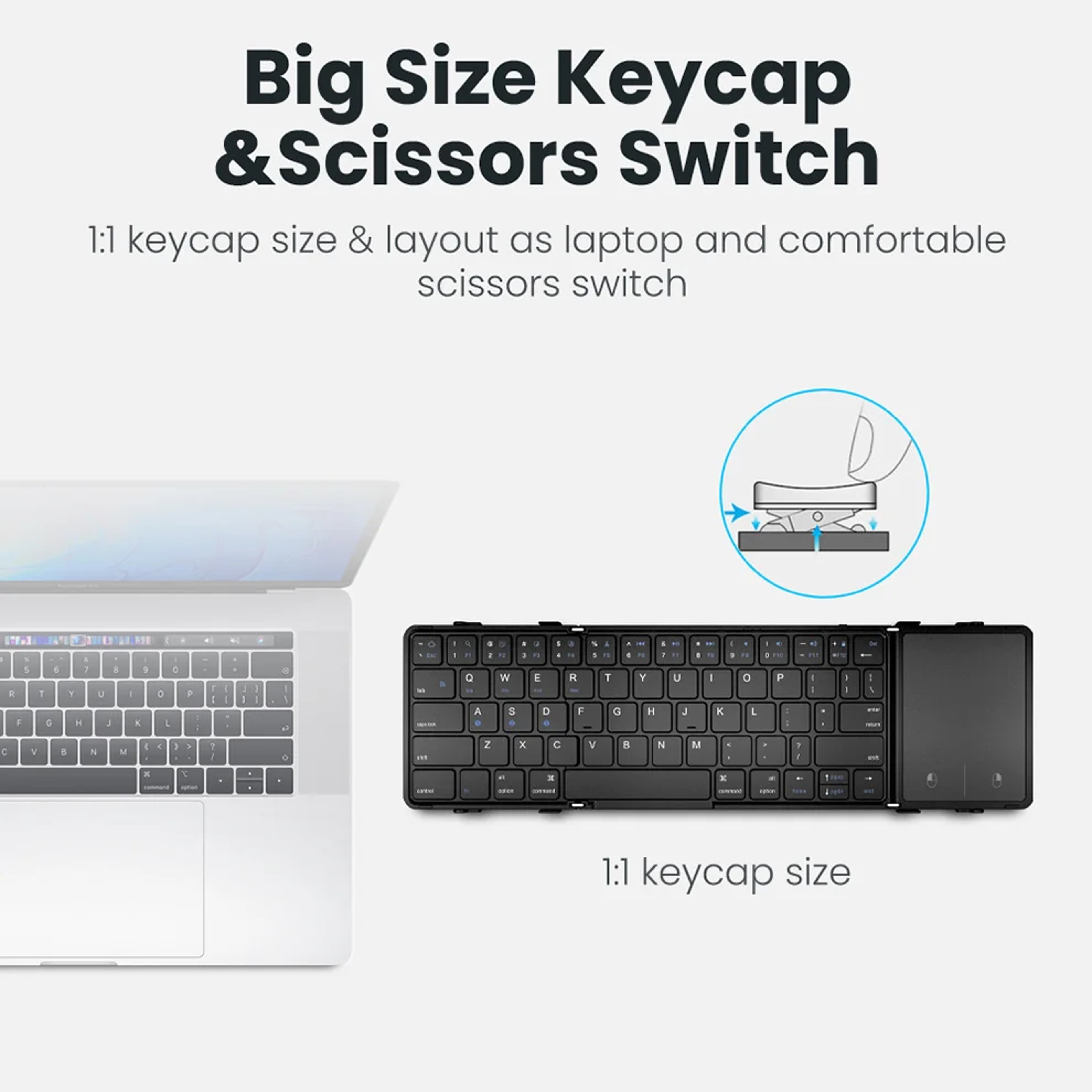 Rechargeable Foldable Wireless Bluetooth Keyboard for PC, Mac, Android, iOS, Portable Folding Keyboard for Travel – view 5