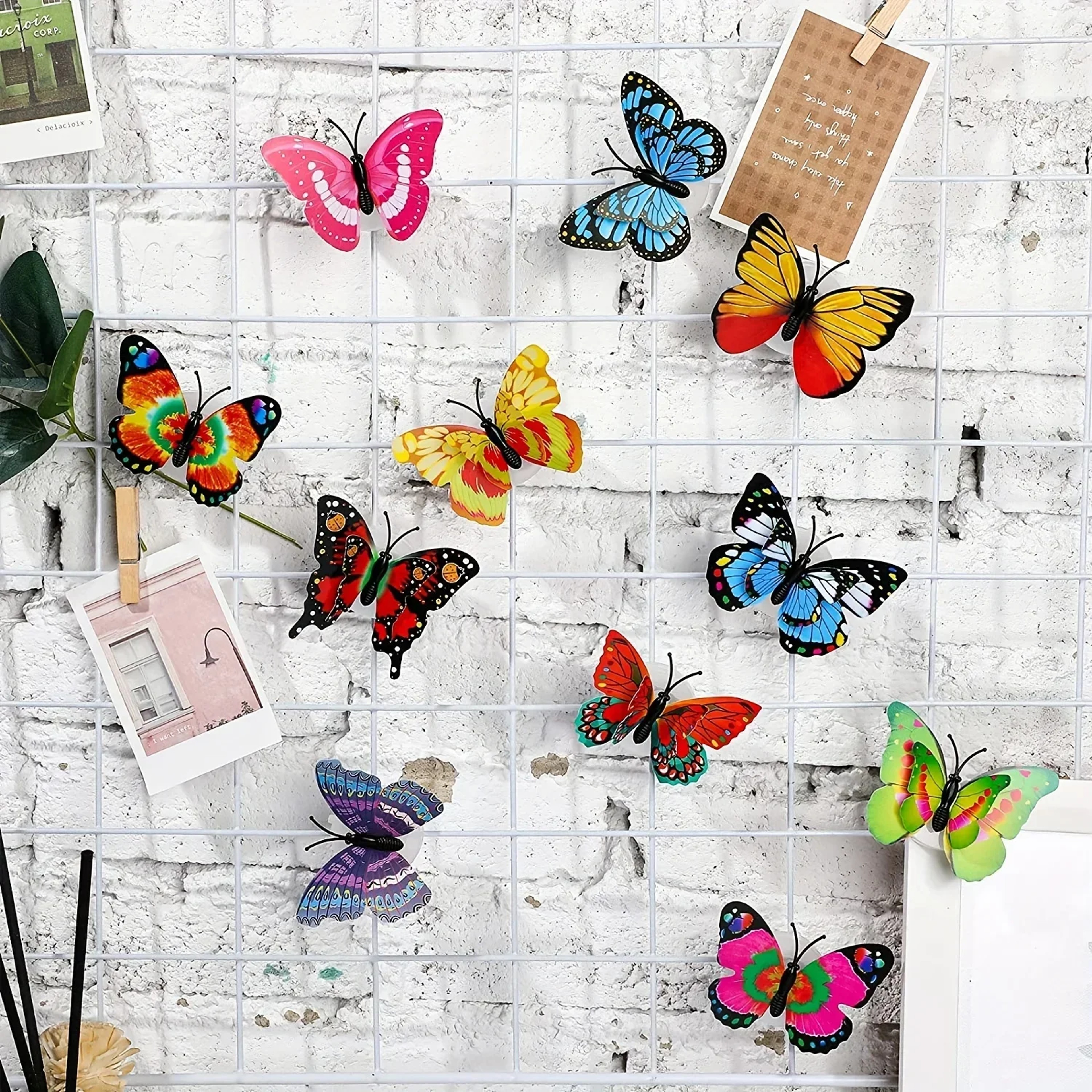 10pcs 3D LED Butterfly Night Light Stickers, Single, Double Wall Lights for Garden, Backyard, Lawn, Party, Festive Decor – view 3