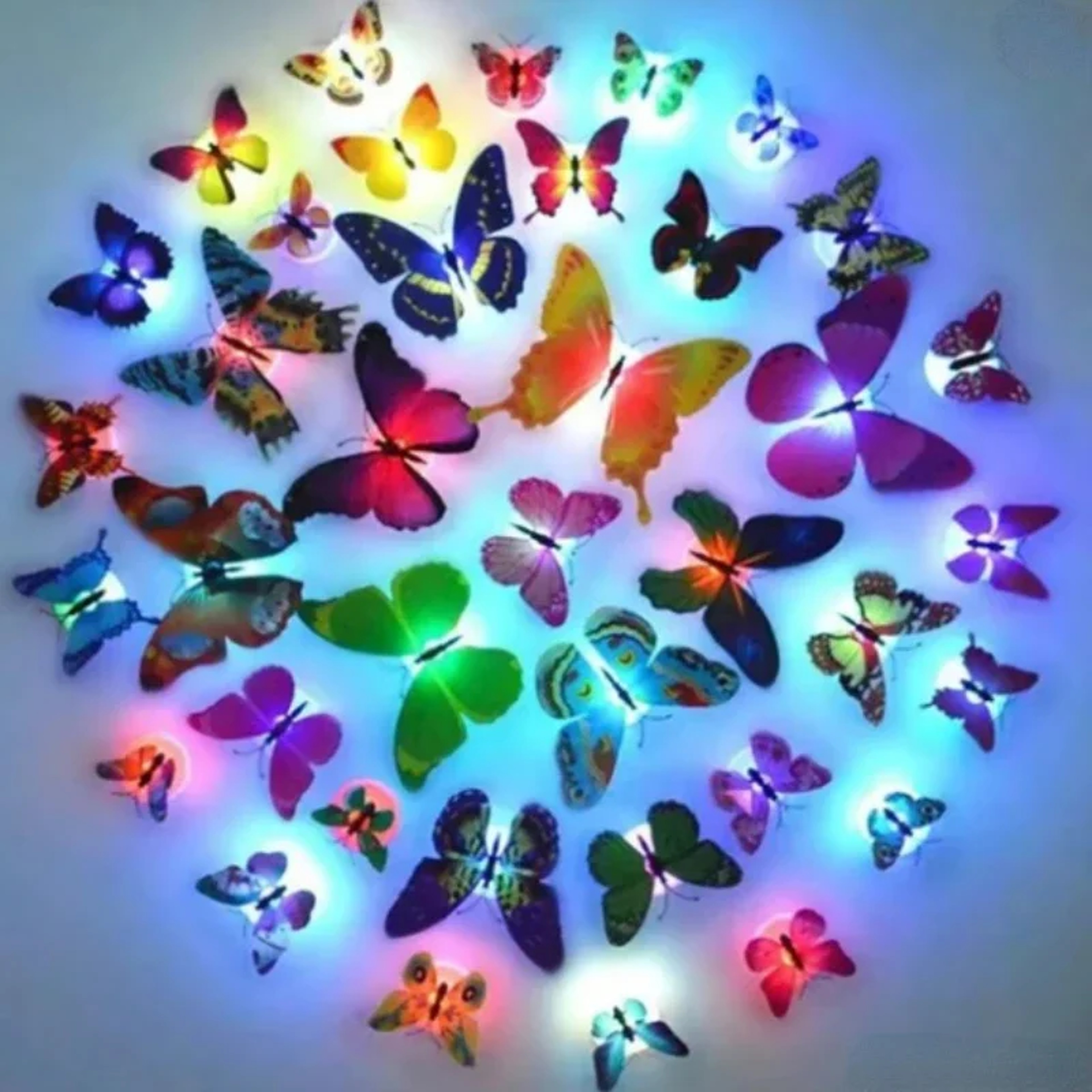10pcs 3D LED Butterfly Night Light Stickers, Single, Double Wall Lights for Garden, Backyard, Lawn, Party, Festive Decor – view 4