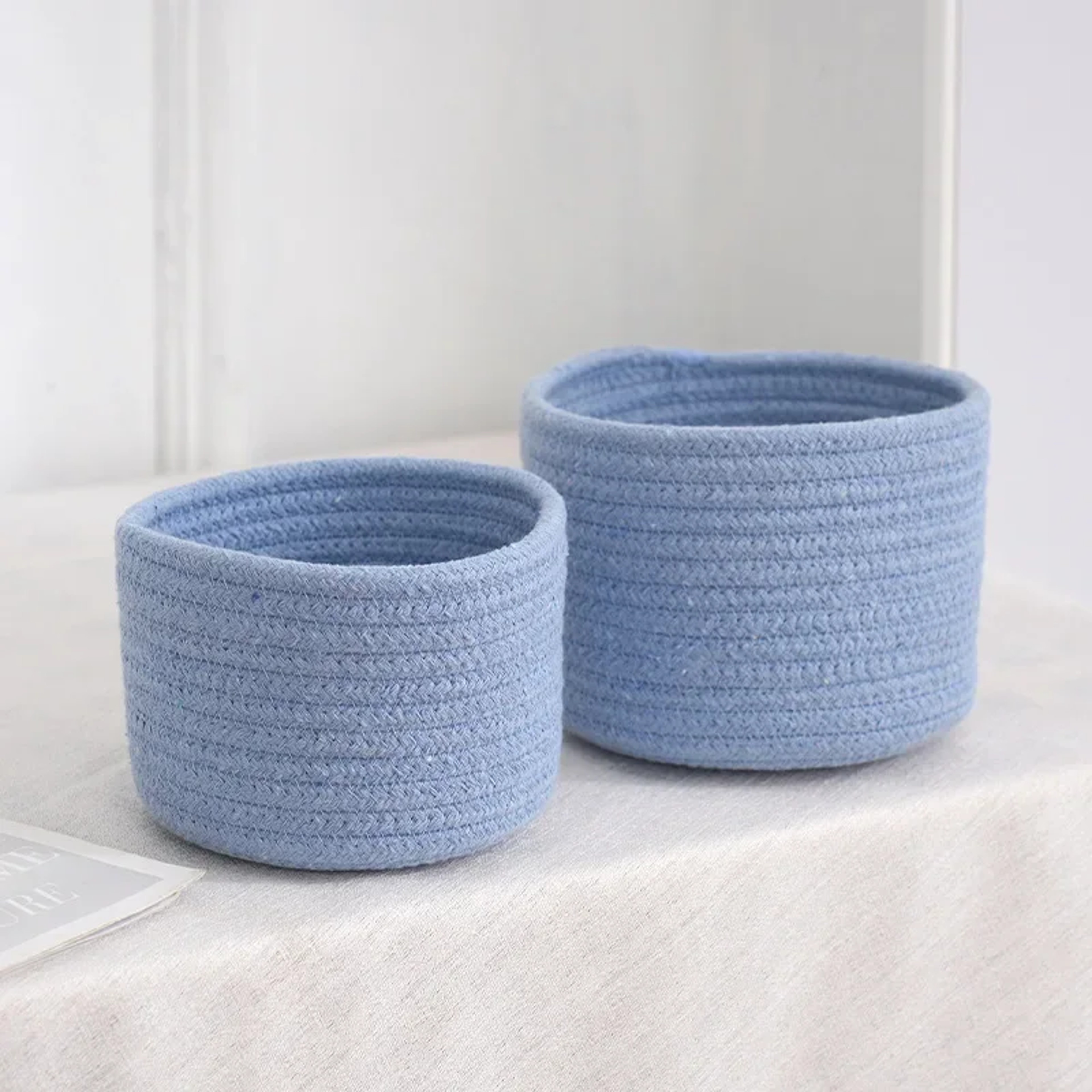 Handmade Woven Cotton Rope Storage Basket, Desktop Organizer for Sundries, Cosmetics, Snacks, Toys & Keys – view 7