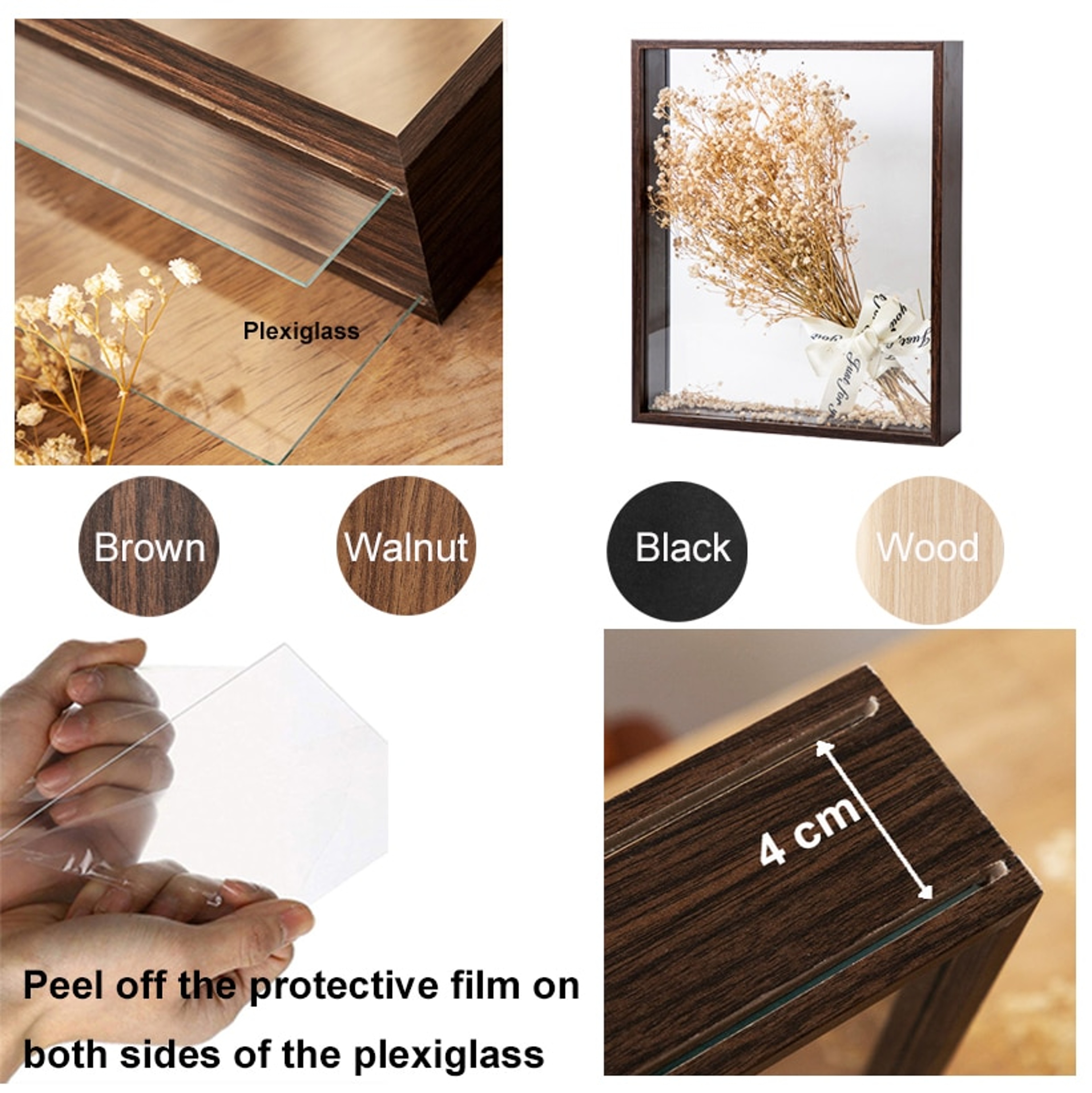 tDKO4cmDeepTransparentShadowBoxFramesBouquetDisplayFlowerCaseDeepforCrafts3DPictureMe
