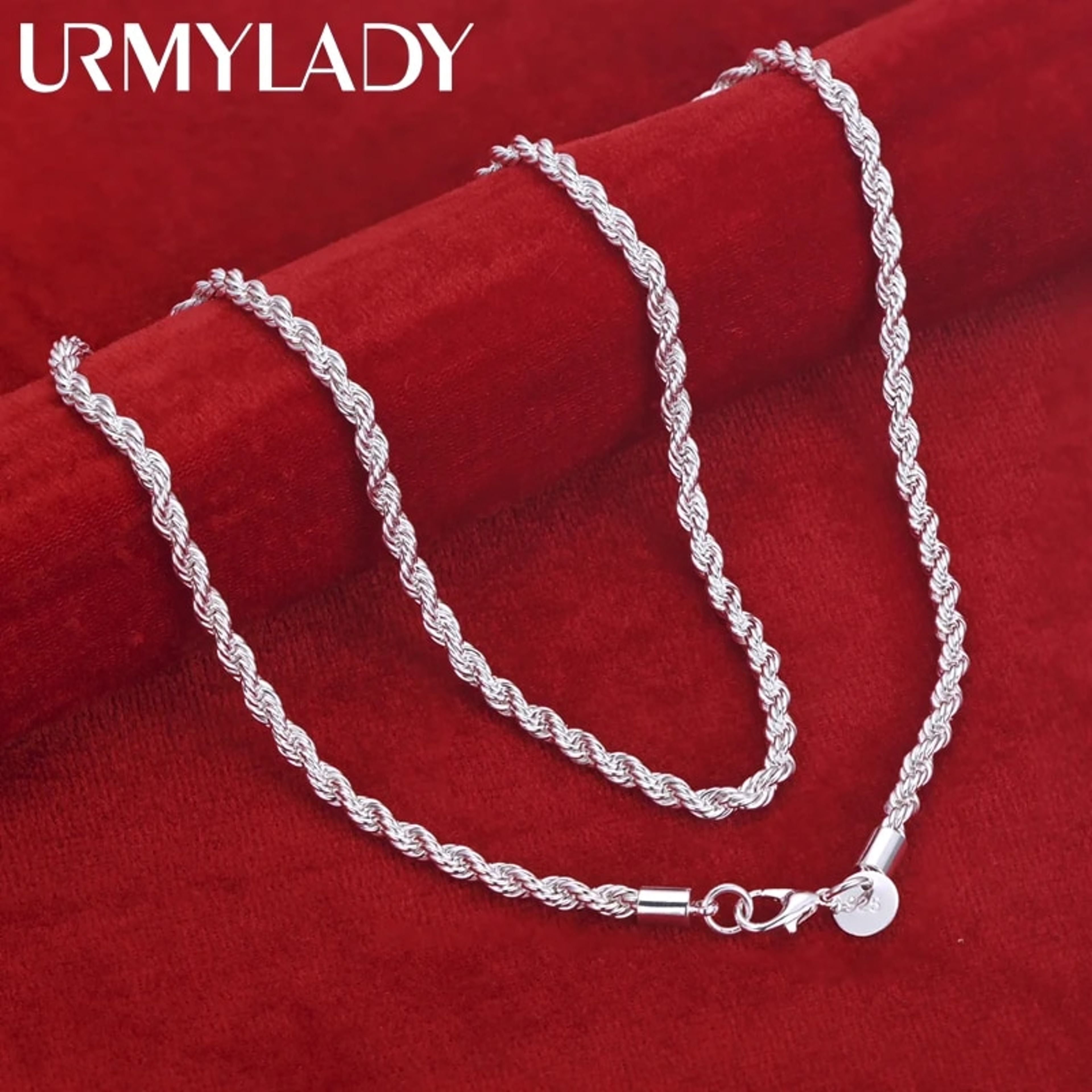 High-Quality 925 Sterling Silver 4MM Rope Chain Necklace for Men and Women, 16-24 Inches - Beautiful Fashion Jewelry Per – view 5