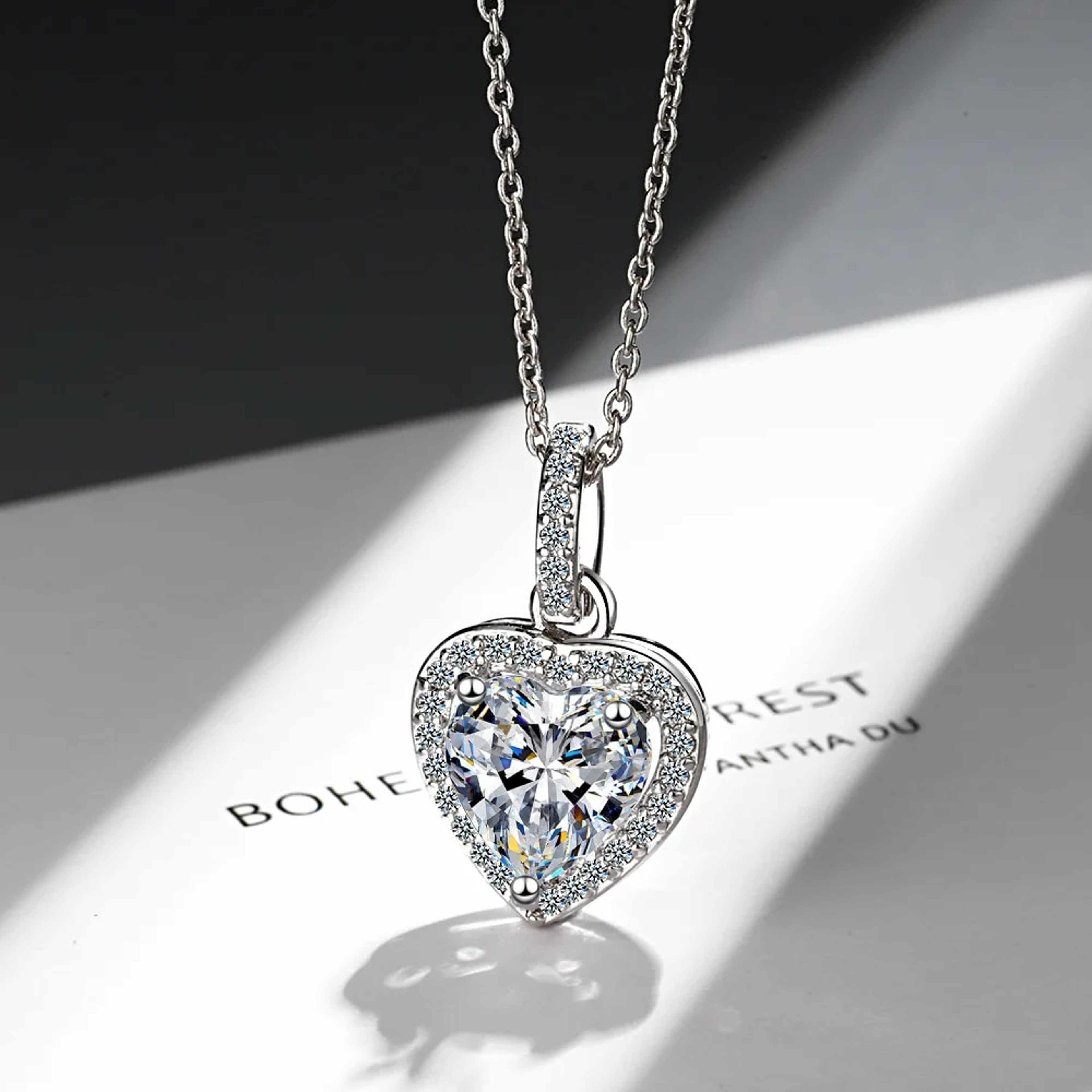 Designer Luxury 925 Sterling Silver Heart Pendant Necklaces with Zircon for Women | Elegant Jewelry Gifts | Free Shippin – view 2