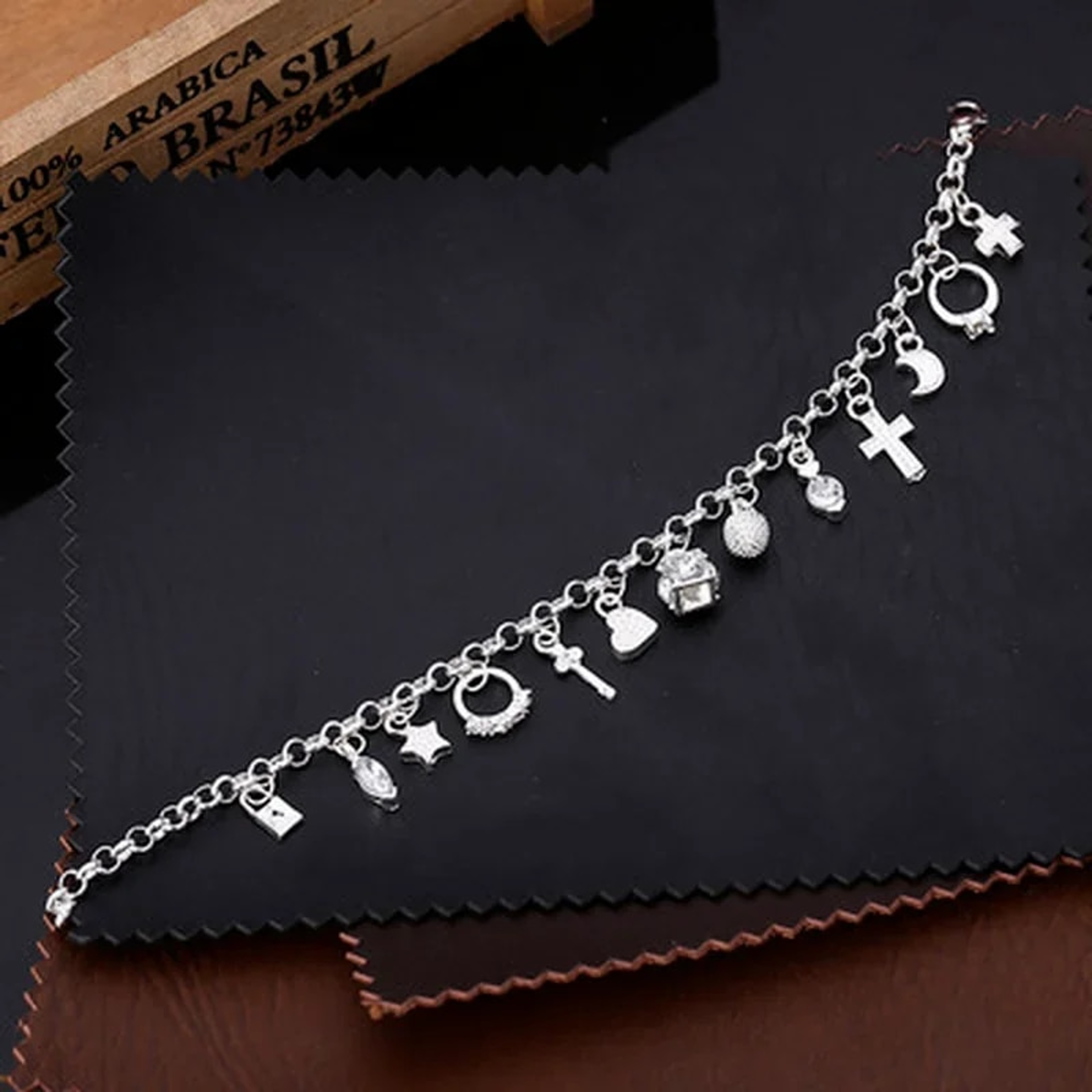 925 Sterling Silver Charm Bracelet for Women & Teens: 13-Piece Pendant Chain, Lady's Fine Jewelry Gift – view 5