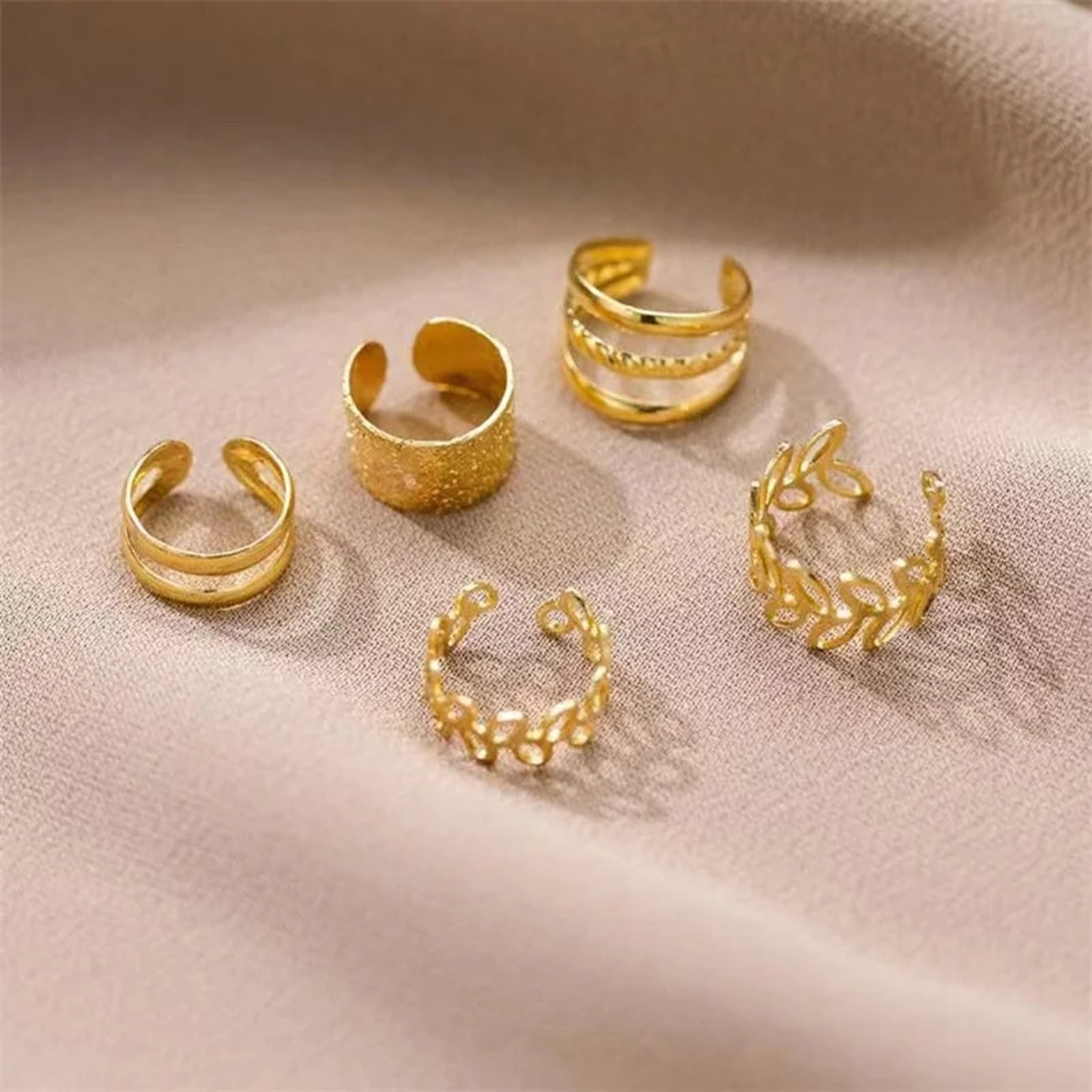 Creative Gold & Silver Leaf C Butterfly Ear Cuff Set for Women - Trendy Non-Piercing Clip Earrings – view 4