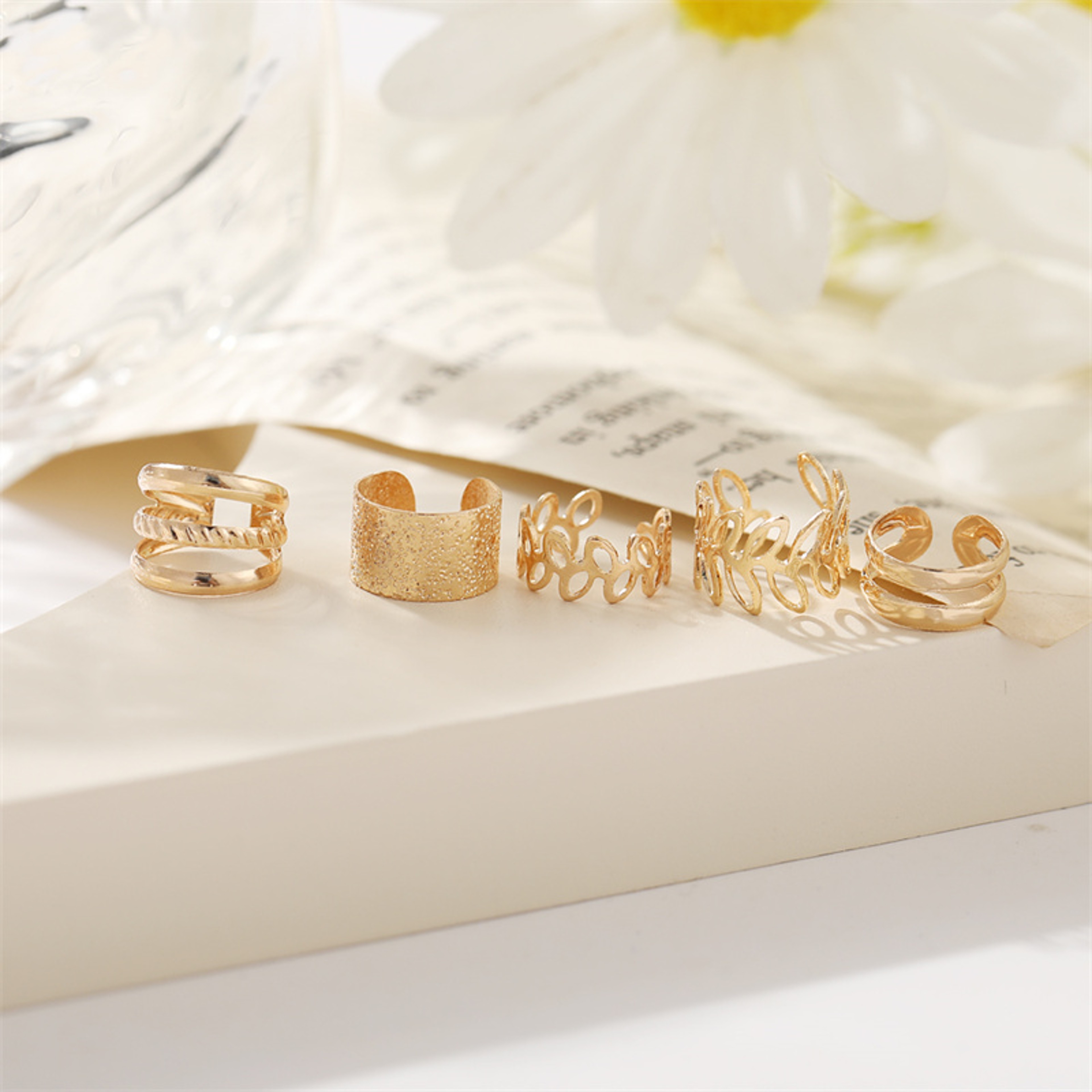 Creative Gold & Silver Leaf C Butterfly Ear Cuff Set for Women - Trendy Non-Piercing Clip Earrings – view 5