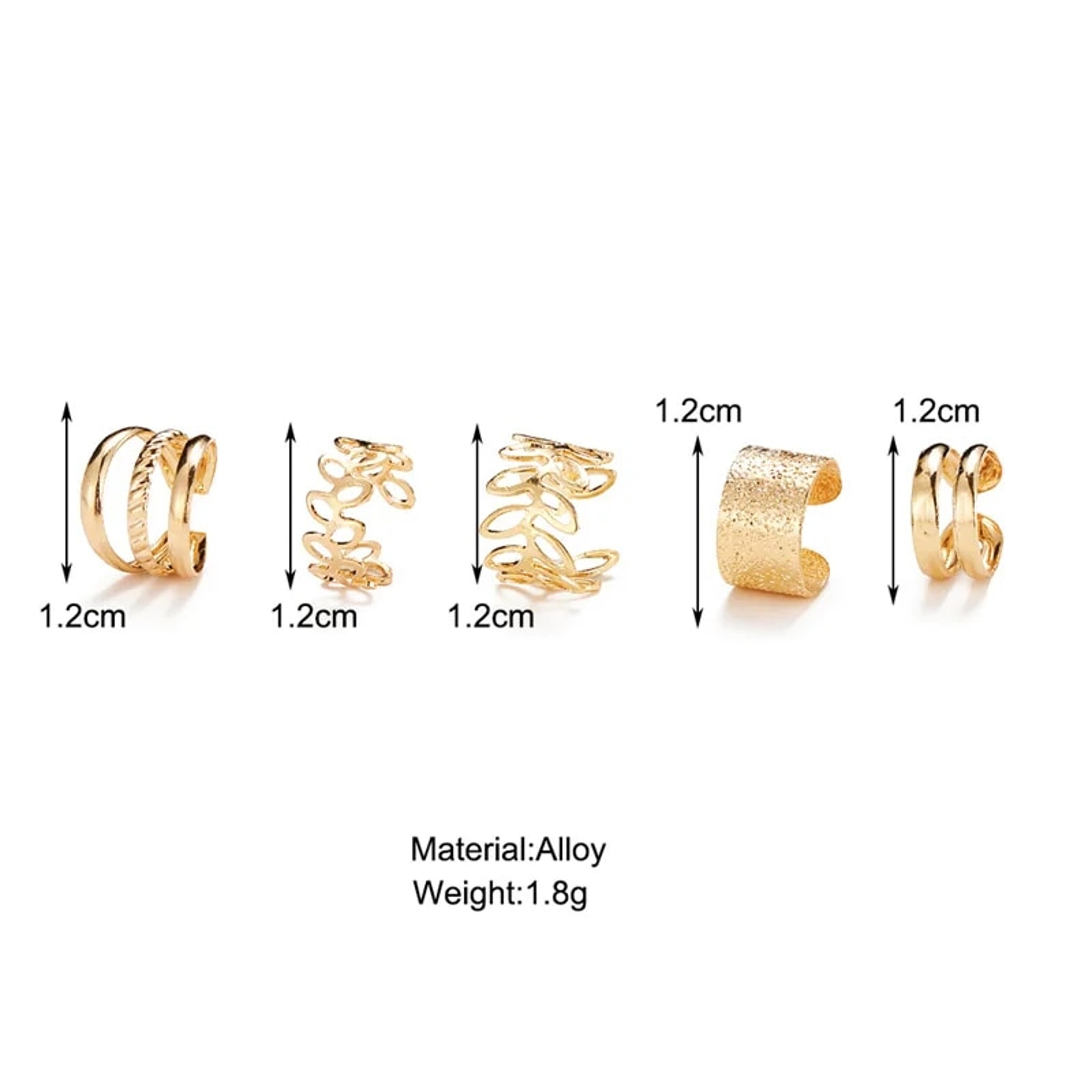 Creative Gold & Silver Leaf C Butterfly Ear Cuff Set for Women - Trendy Non-Piercing Clip Earrings – view 6