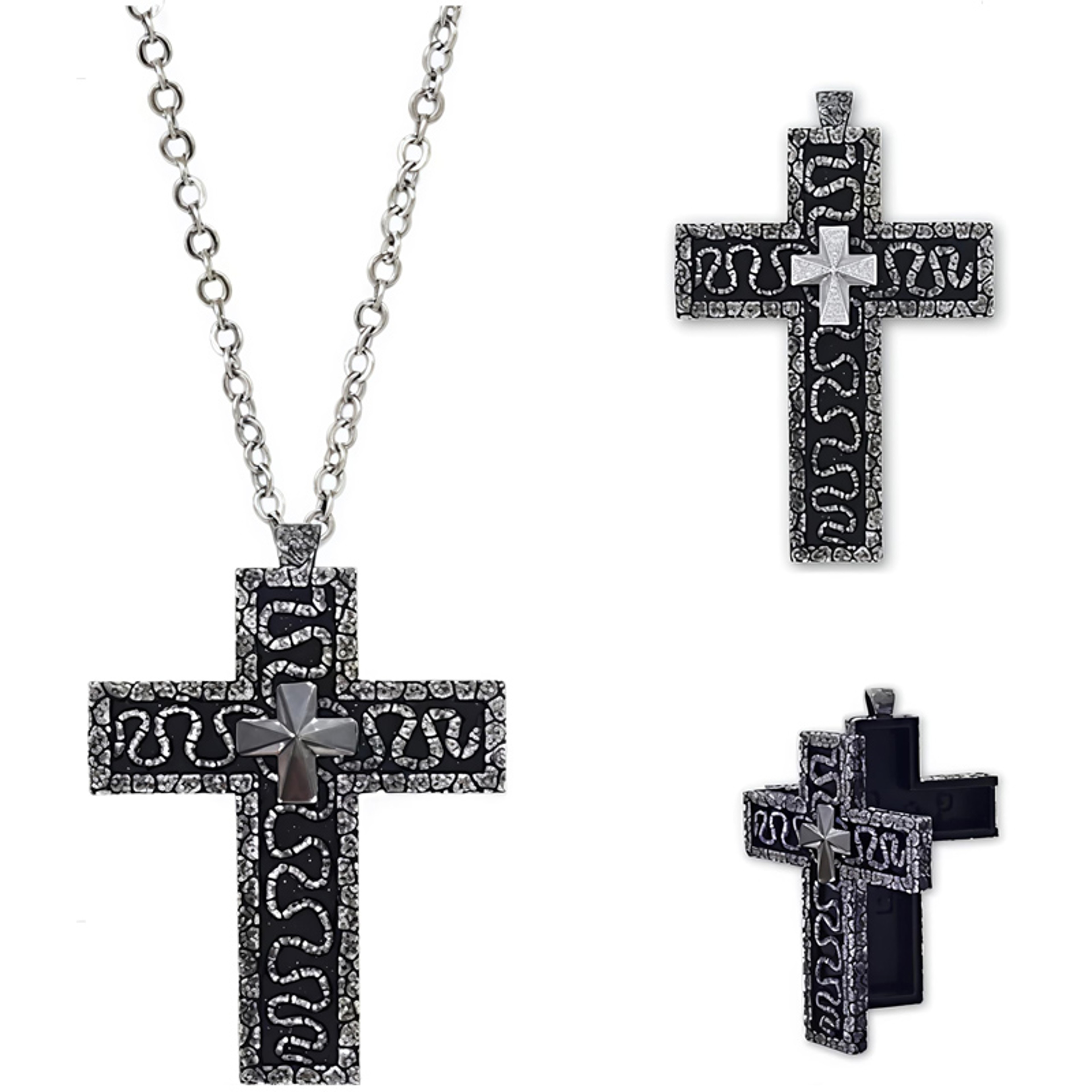 Cross Necklace with Secret Compartment – Vintage Old Cross Pendant for Hip Hop & Gothic Fashion – view 5