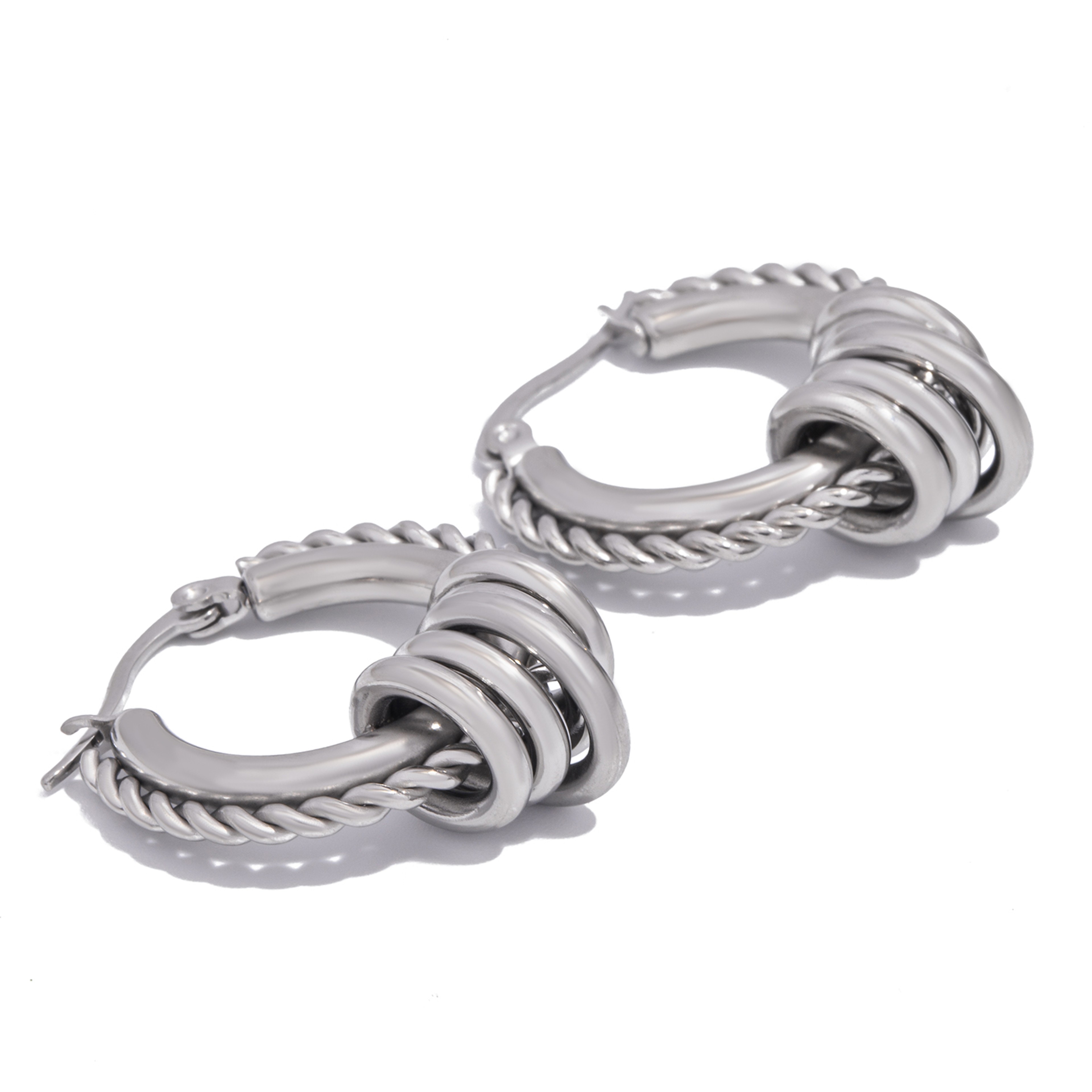 Multilayer Circle Twist Earrings For Women Trendy Gold Plated Stainless Steel Statement Jewelry Bij 7