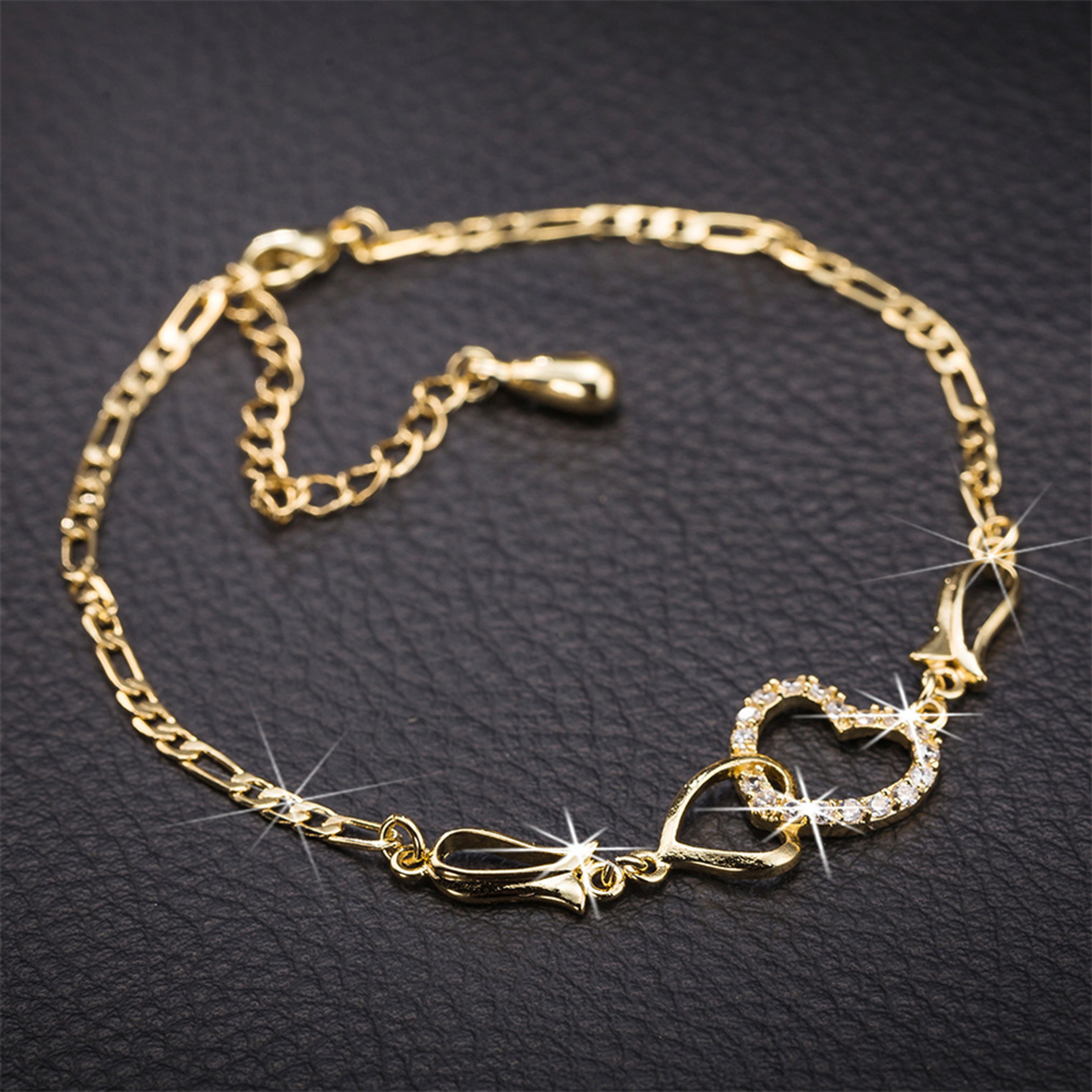 Double Heart Jewelry Set: Exquisite Necklace, Earrings & Bracelet - Romantic Bridal Fashion & Gifts for Her – view 9