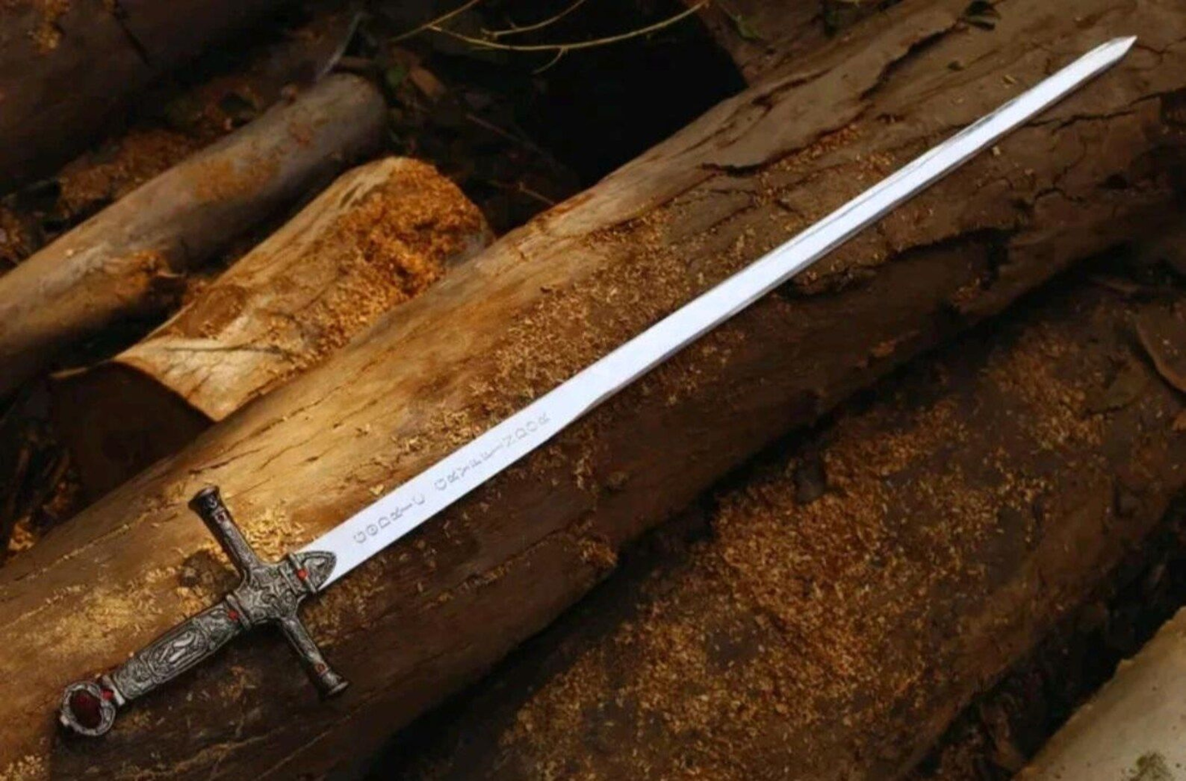 Fantasy Knight Sword  38 Inch Handcrafted Ornate Crossguard Blade  Collector Display Blade 5