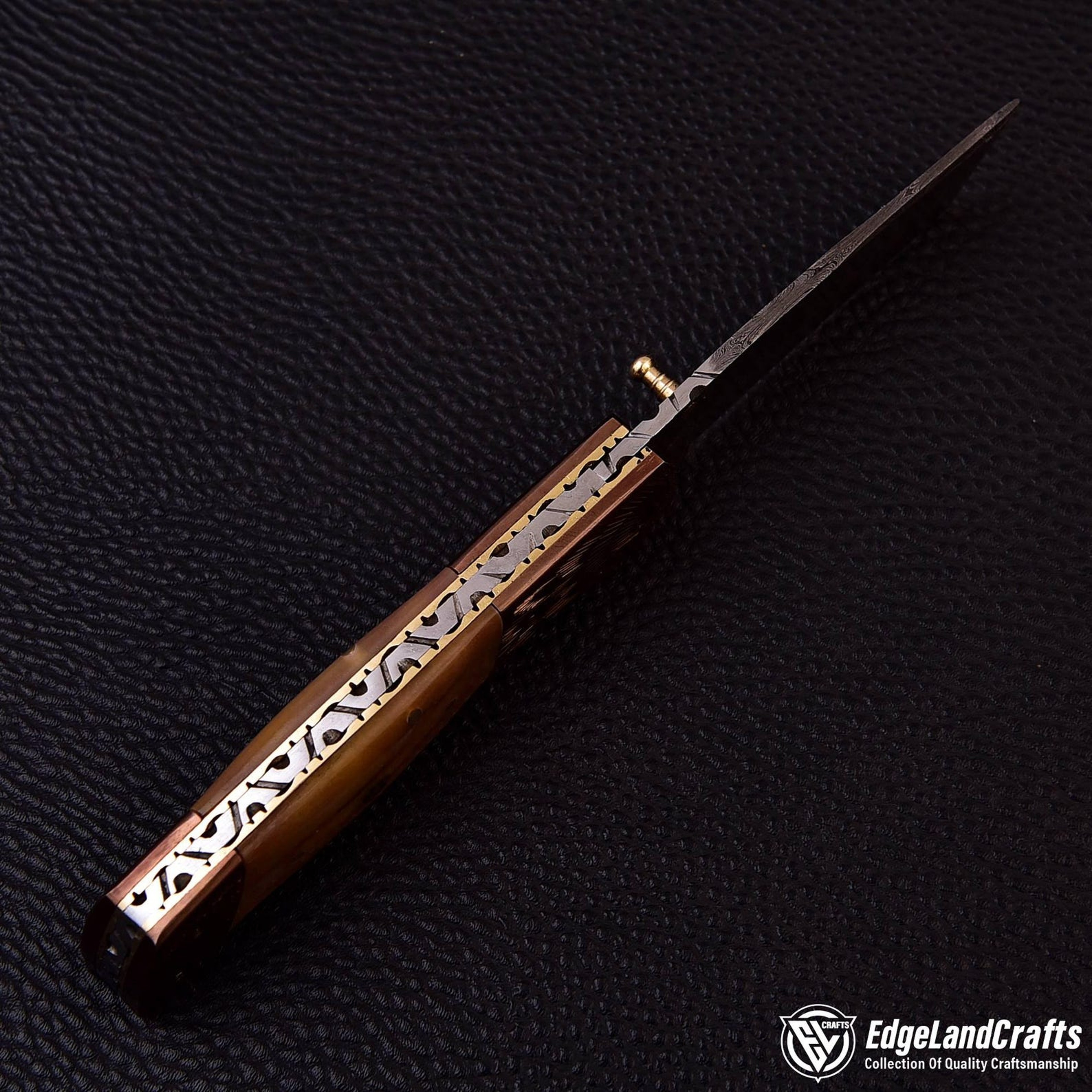 Handmade Damascus Steel Tanto Pocket Knife With Camel Bone Handle Leather Sheath Perfect Gift F 2