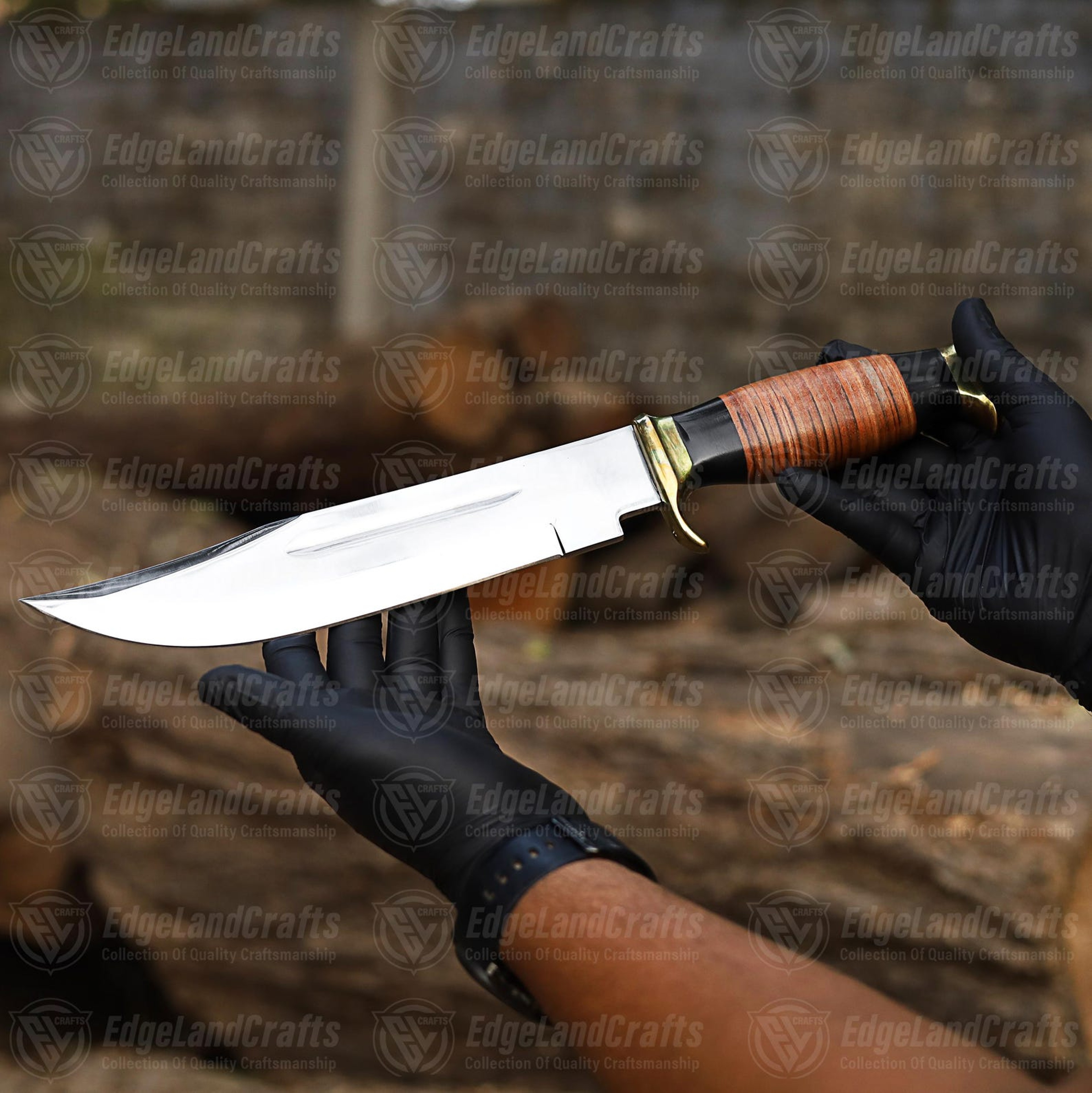 Handcrafted D2 Steel Bowie Knife With Buffalo Horn Handle And Leather Sheath  Perfect Gift For 4
