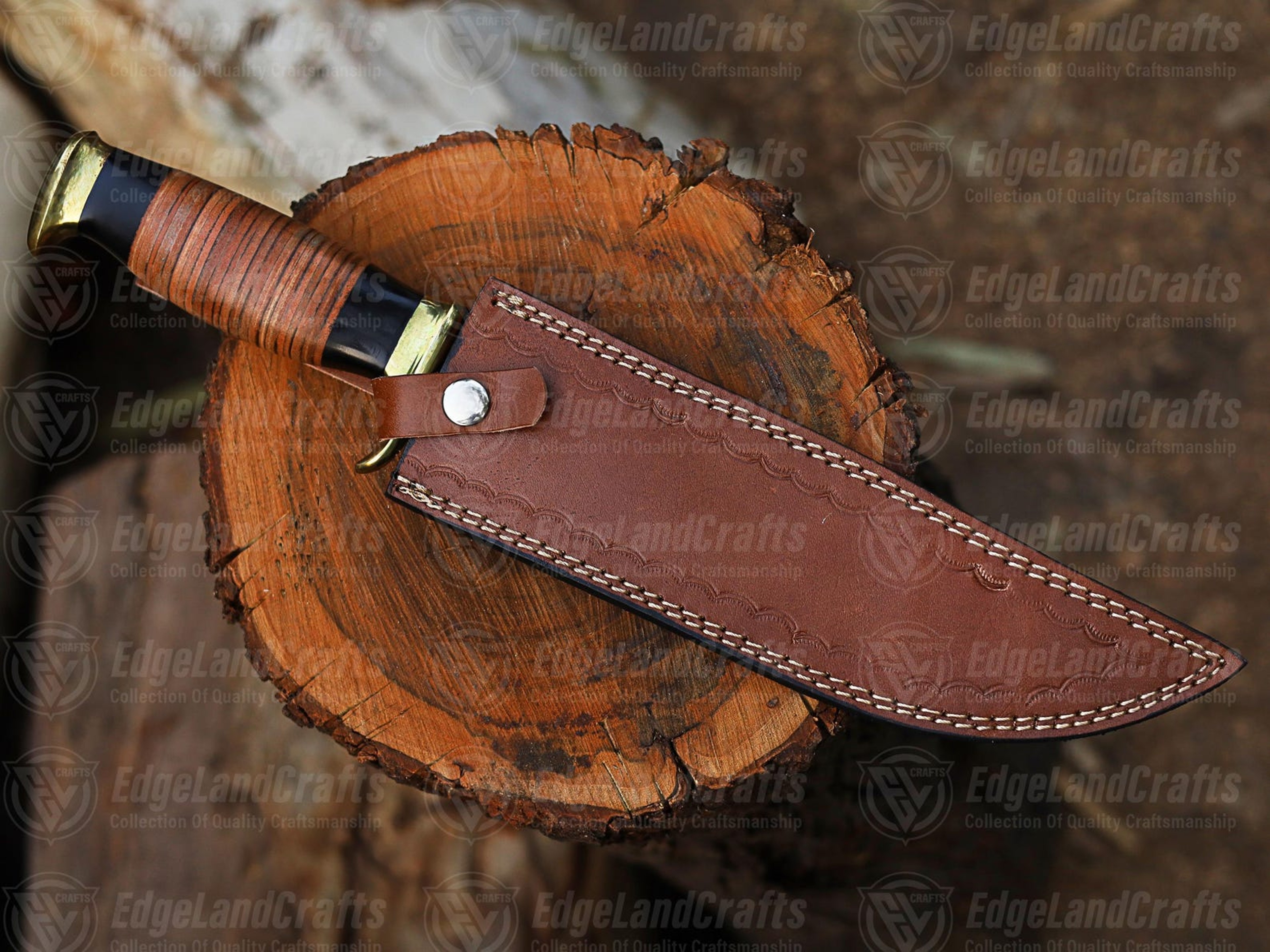 Handcrafted D2 Steel Bowie Knife With Buffalo Horn Handle And Leather Sheath  Perfect Gift For 6
