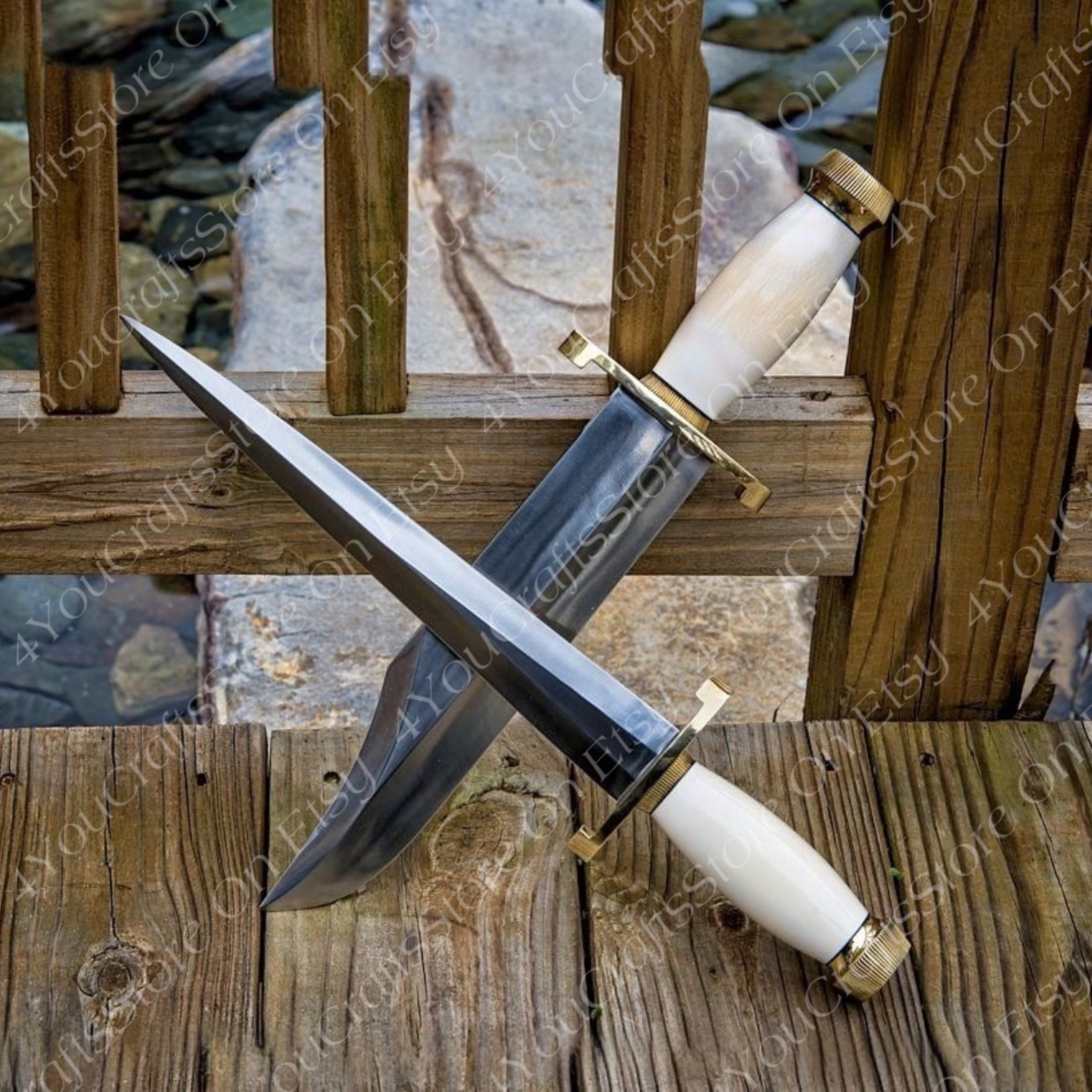 Beautiful Handmade Pair Of Hunting Bowie Knife And Dagger Knife , Best Gift For Christmas , Best Groomsmen Gift – view 1