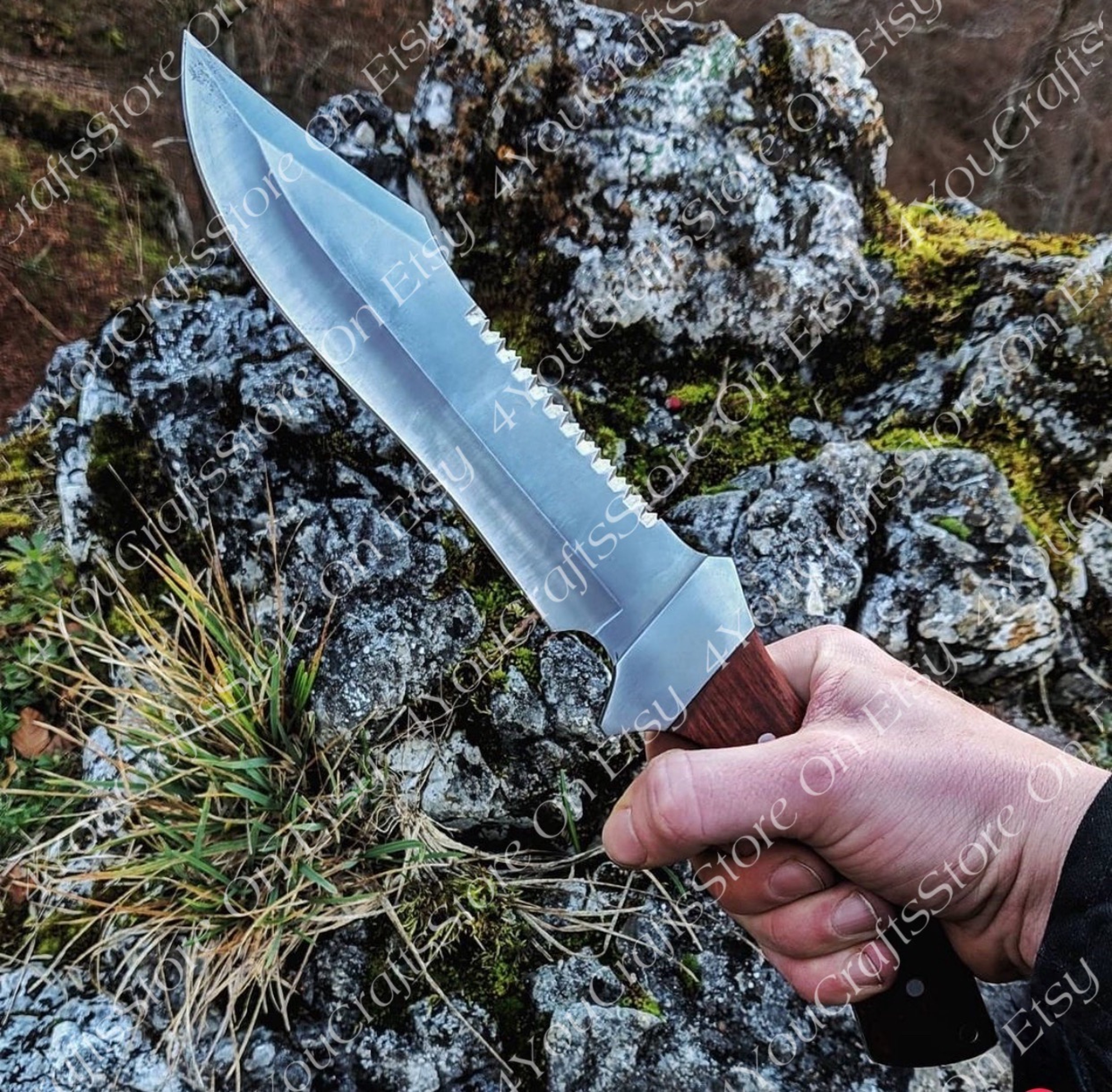 Handmade Hunting Bowie Knife , Carbon Steel Knife , Forged Outdoors Knife , Christmas Gift , Anniversary Gift – view 1