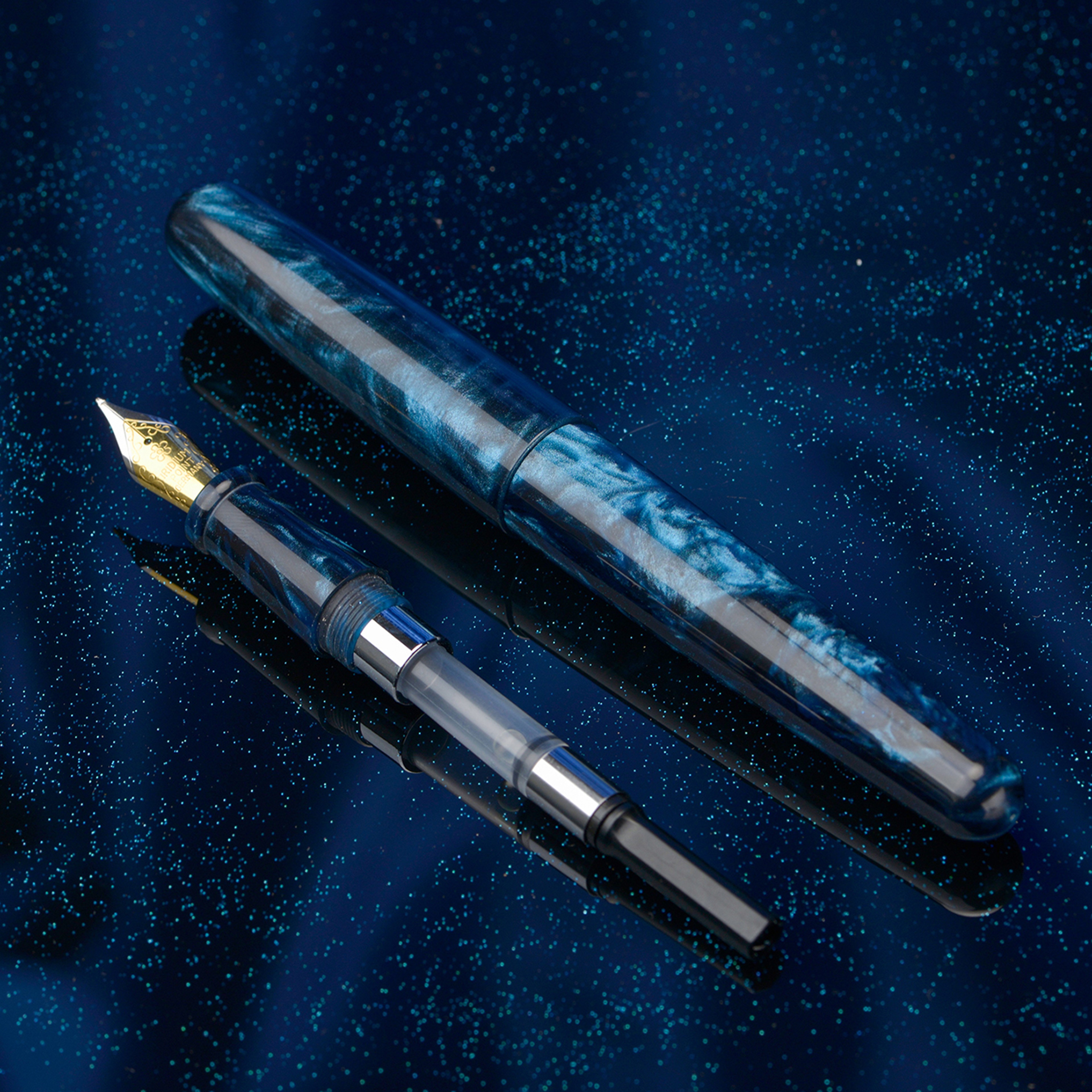 Fuliwen Resin Acrylic Fountain Pen, Blue Black Acrylic Nib, Elegant Ink Pen Luxury Gift for Business, Office – view 6