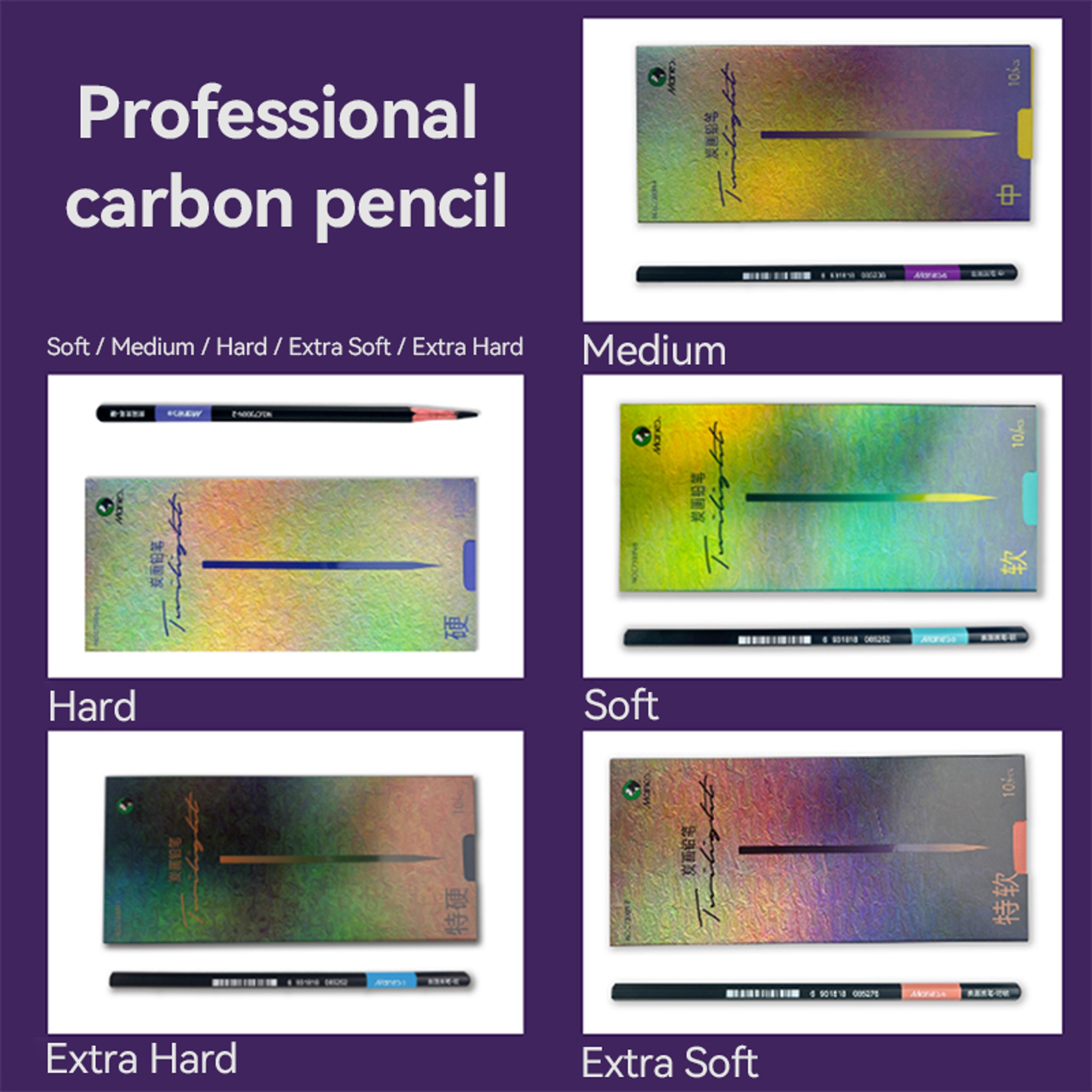 Professional Charcoal Graphite Sketch Set Pencils Box, Shading & Drawing Art Pencils for Artists, Students – view 3