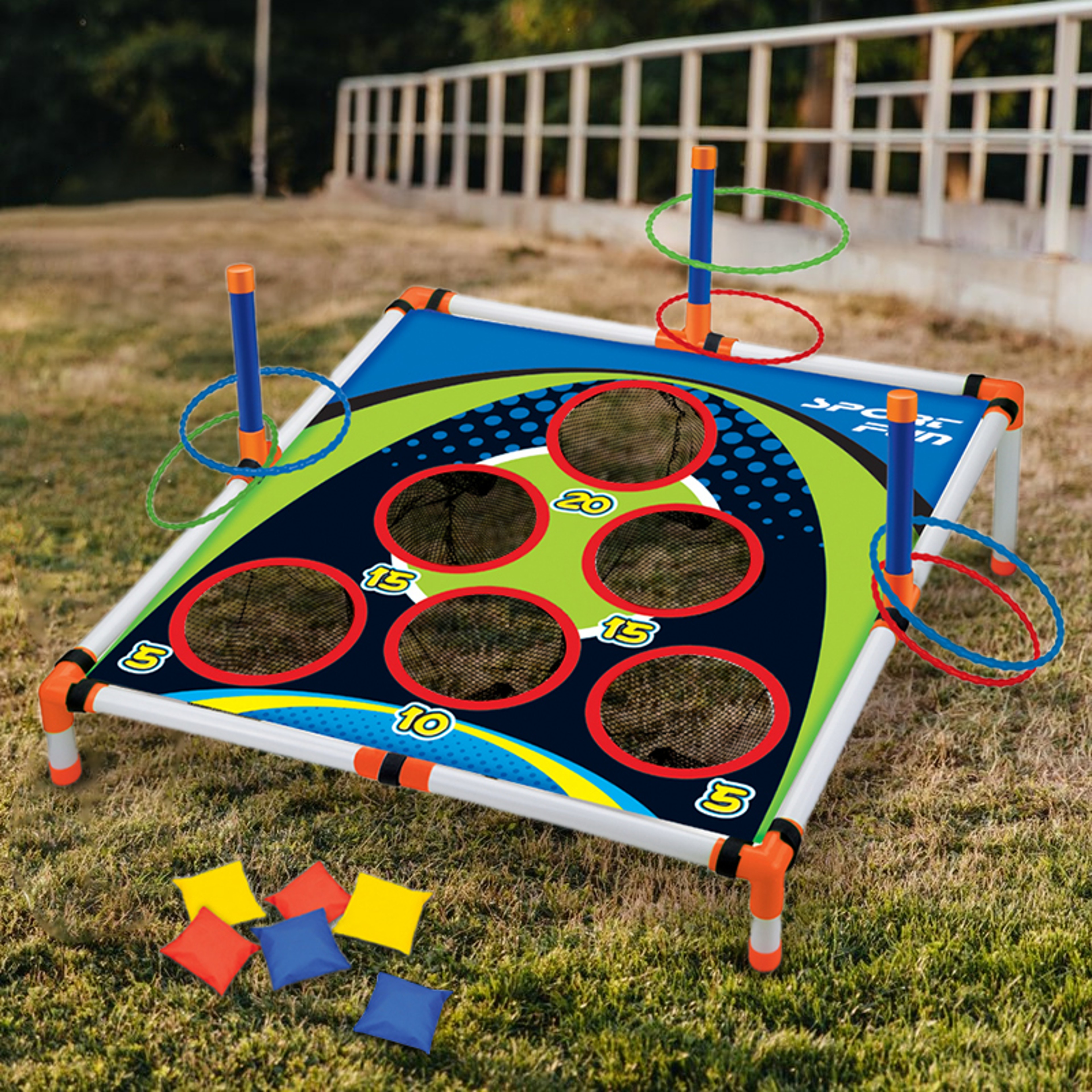 Easy Assemble Portable Cornhole Throwing Circle Ferrule Board Set, Outdoor Yard Toss Game Toy for Kids & Adults – view 2