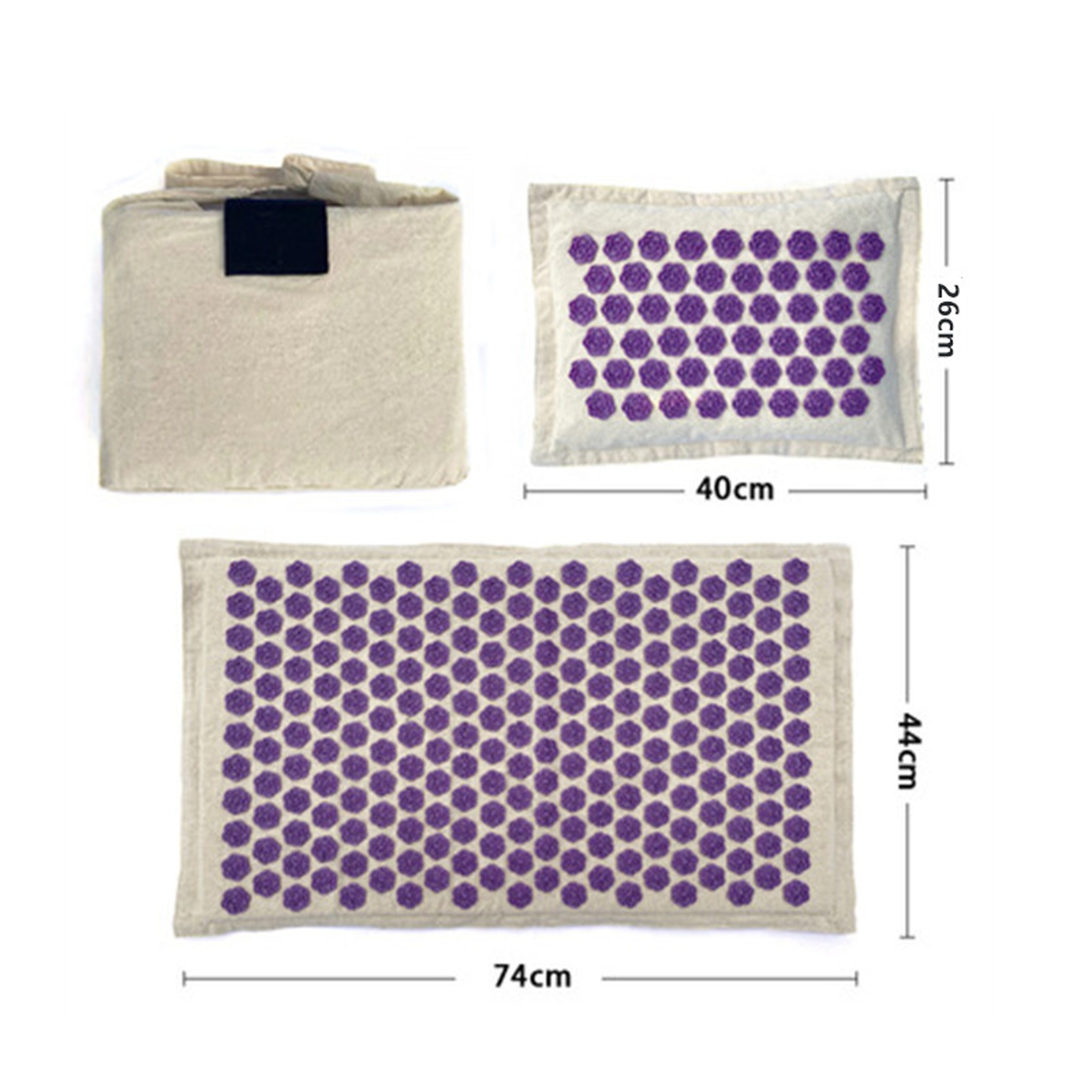 Lotus Spike Acupressure Mat Cushion, Nature Linen Coconut Palm Massage Yoga Mat Sport Pillow with Carry Bag for Stress – view 5
