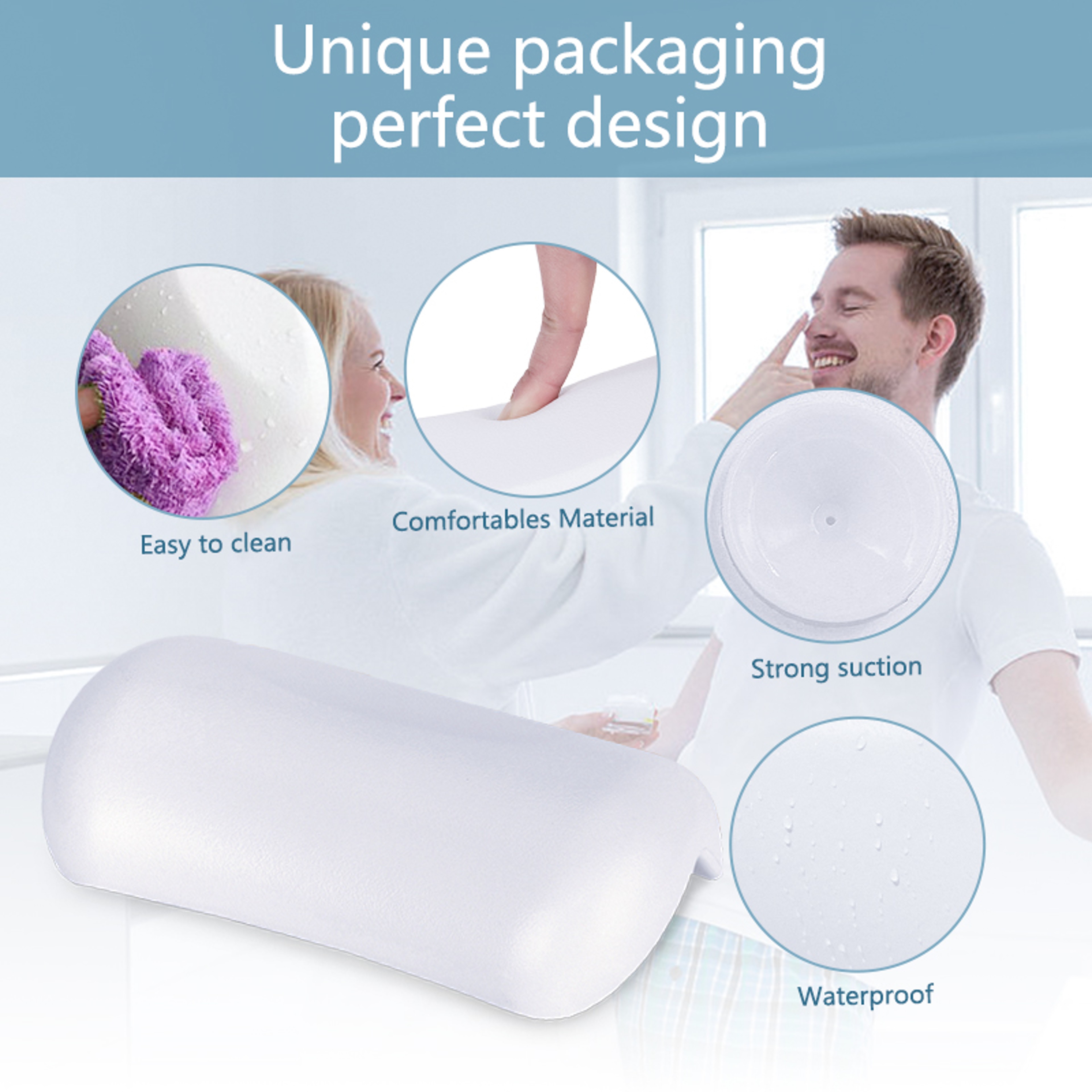 Non-Slip SPA Bath Pillow Headrest, Soft Waterproof Bathtub Cushion with Strong Suction Cups, Easy-Clean Bath Pillows – view 5