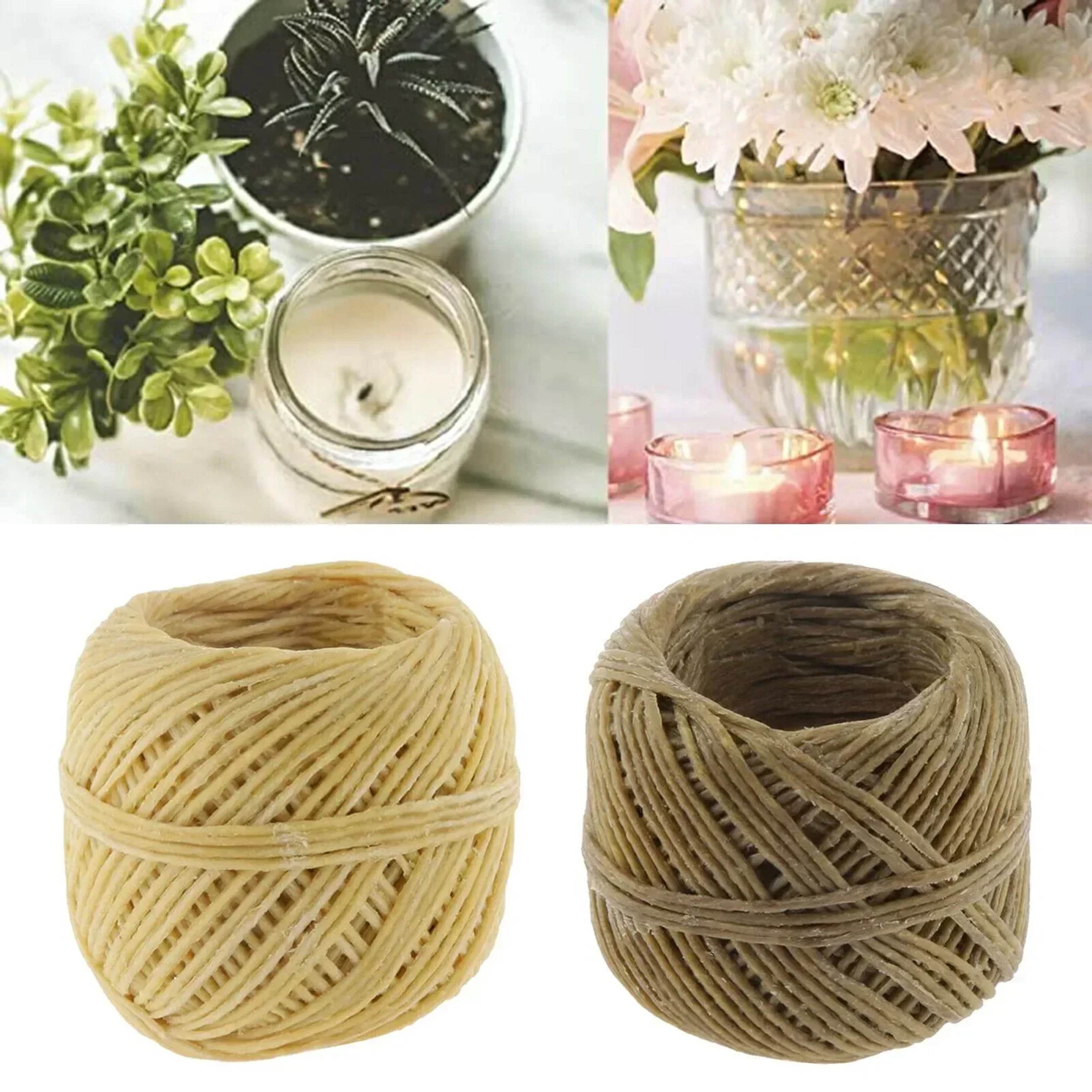 Natural Beeswax Wick, Organic Hemp Spool, DIY Candles, Votives, Tea Lights – view 2