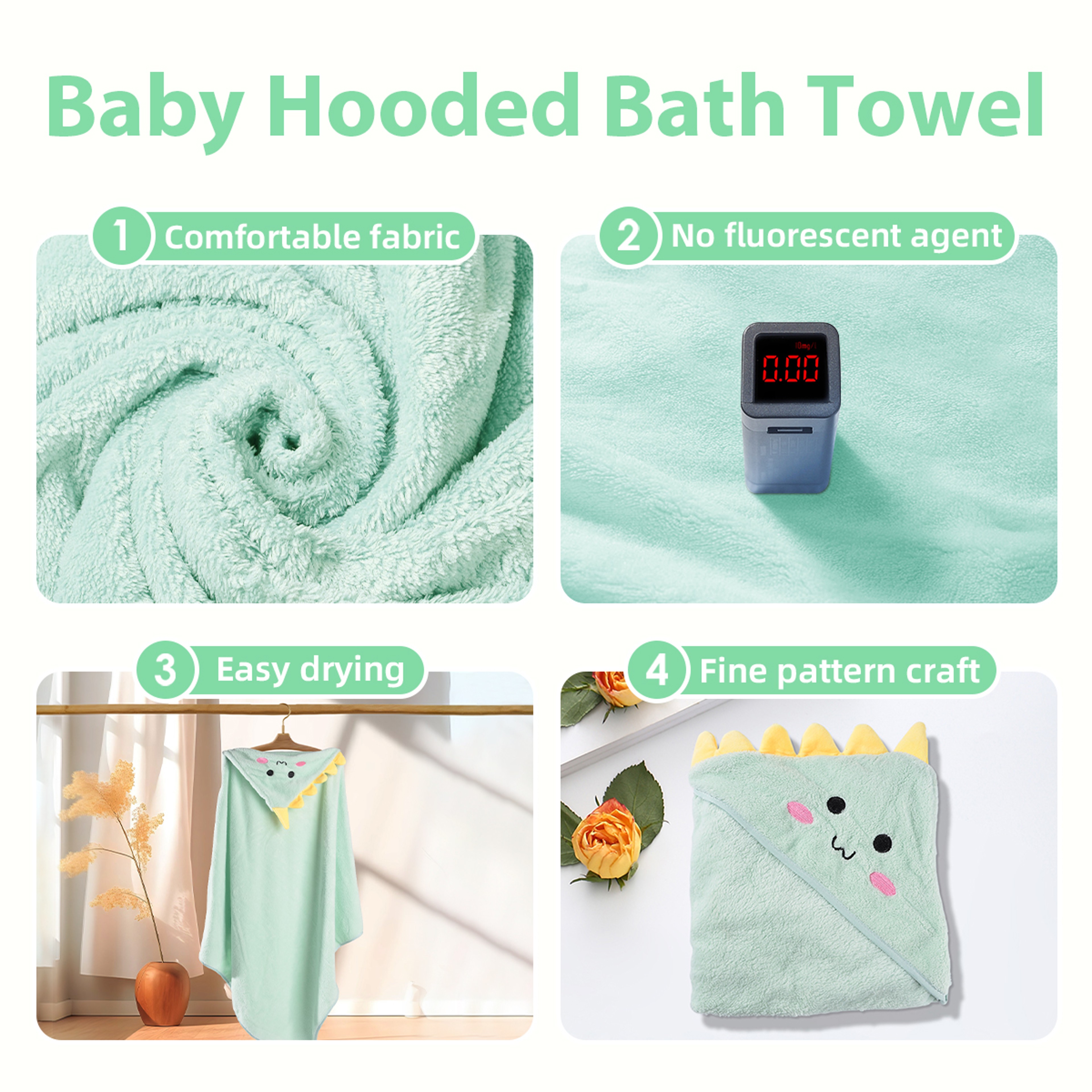 Soft Baby Towel with Hood, 2PCS Set for Newborns, Toddlers, and Kids, Hooded Baby Towels – view 4
