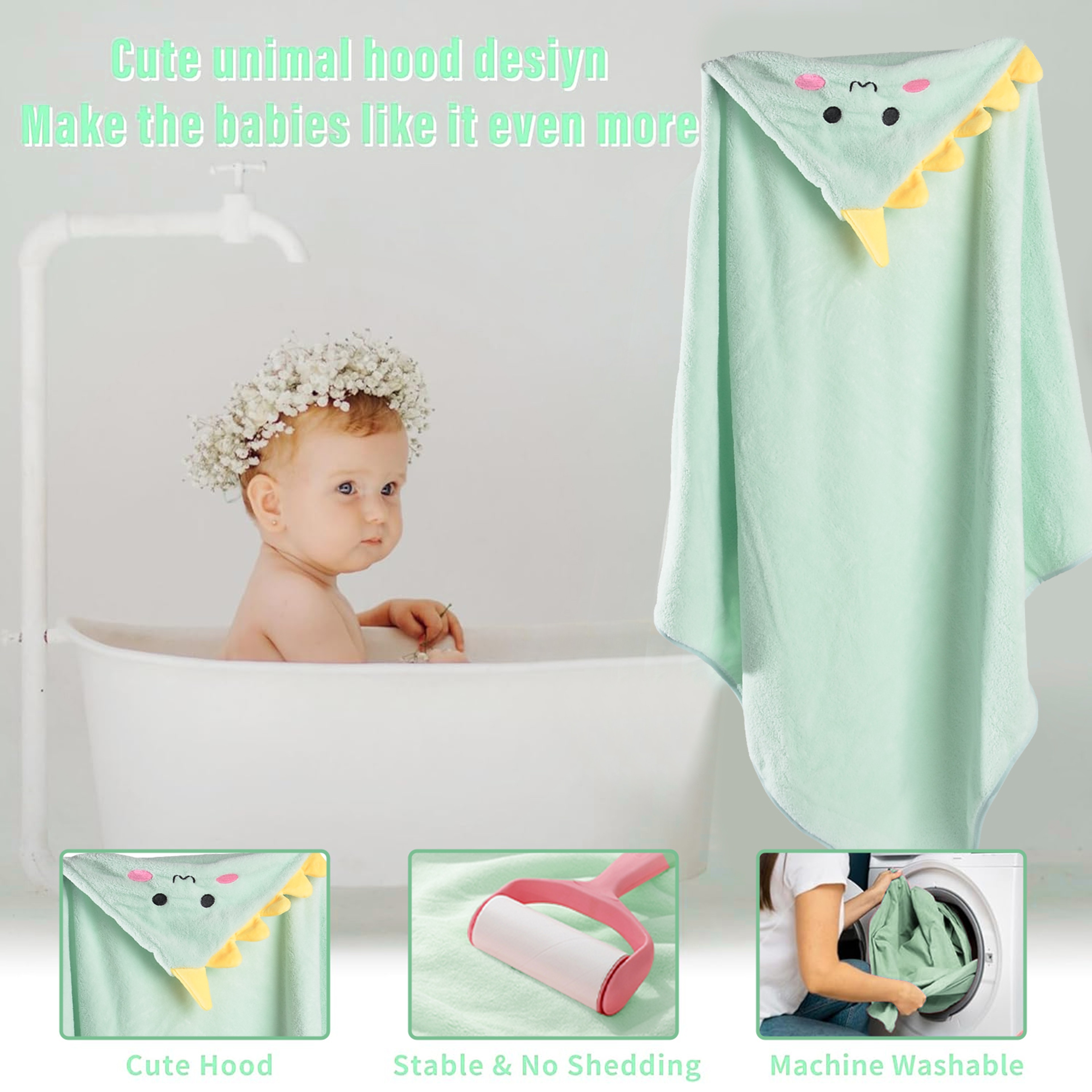 Soft Baby Towel with Hood, 2PCS Set for Newborns, Toddlers, and Kids, Hooded Baby Towels – view 5