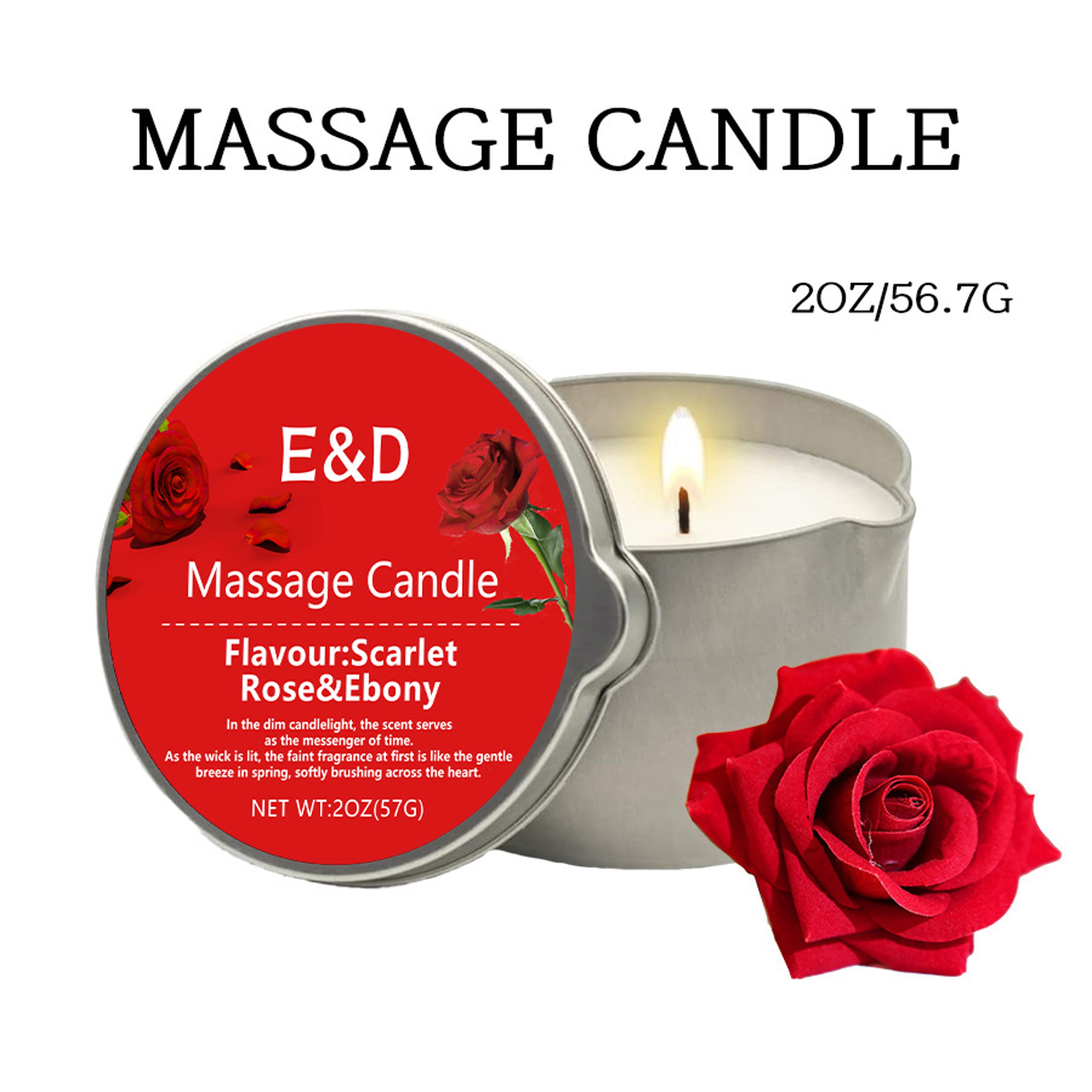 Rose Scented Massage Oil Candle, Aromatherapy Body Oil for Pure Relaxation, Home Spa Gift Set – view 9