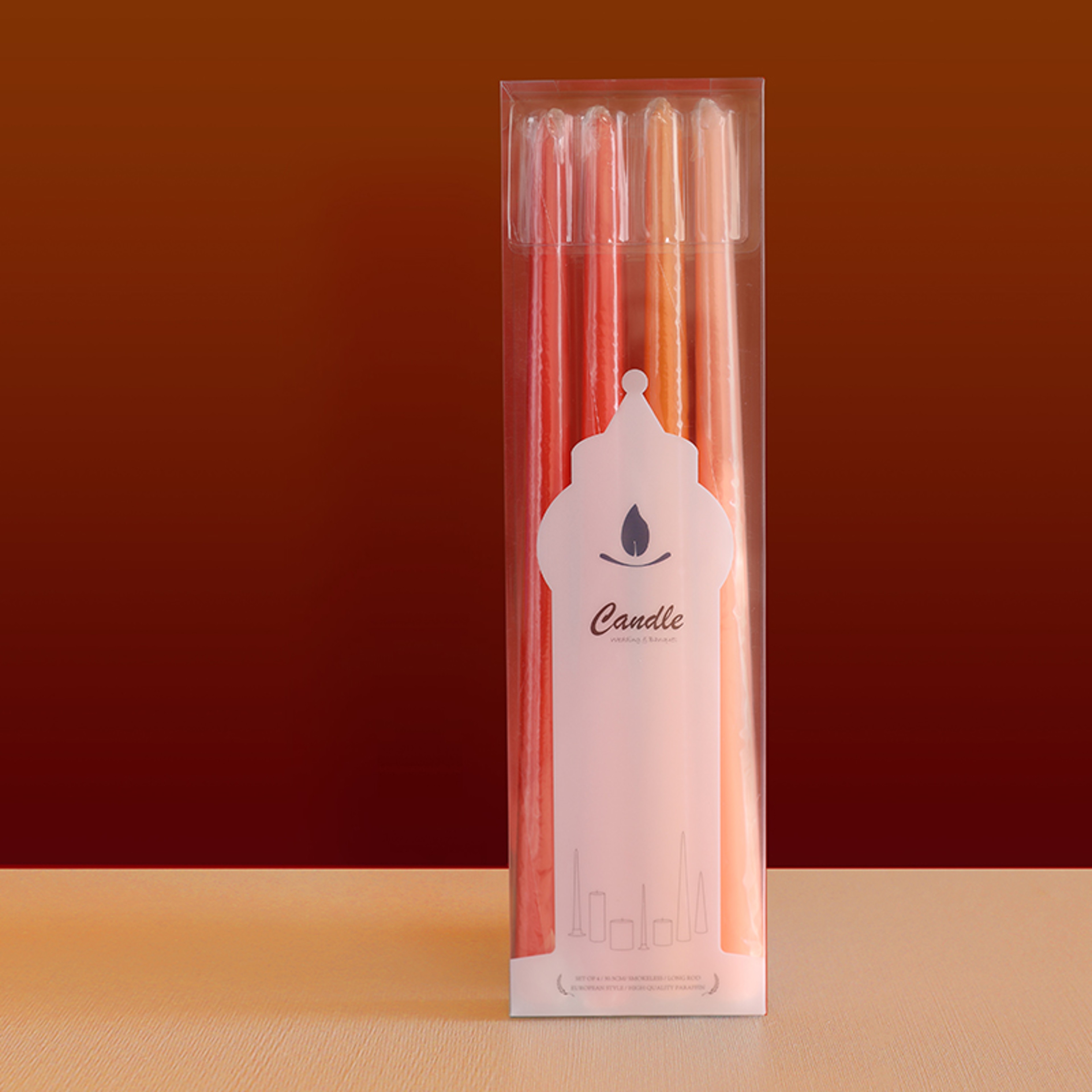 Long Burning Taper Candles, 4 Pack, Dripless Smokeless Unscented, for Home Interior and Valentine's Decor – view 3