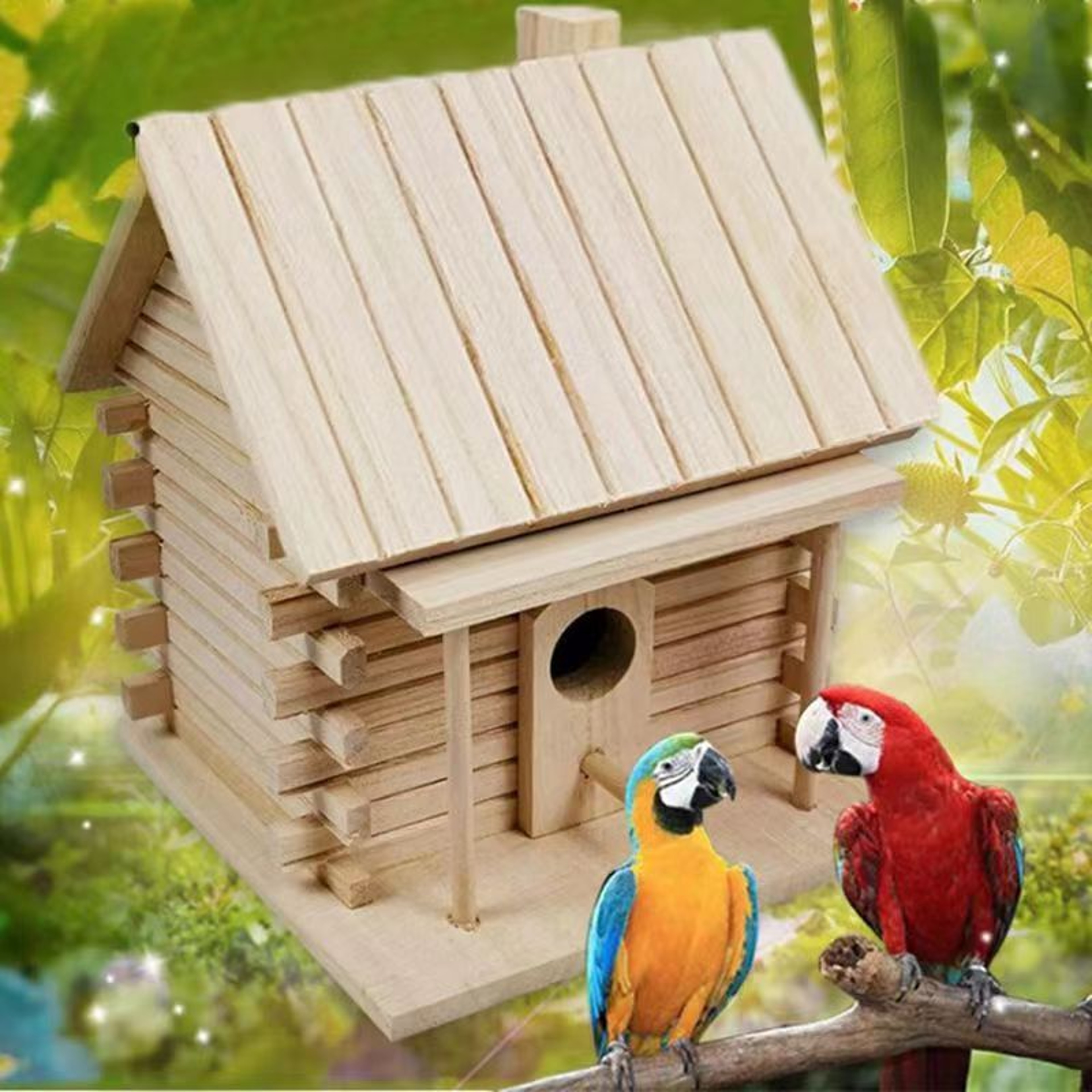 Hanging Bird Nest Wooden Birdhouse for Outside Bird Cage Accessories Home Garden Decoration – view 1