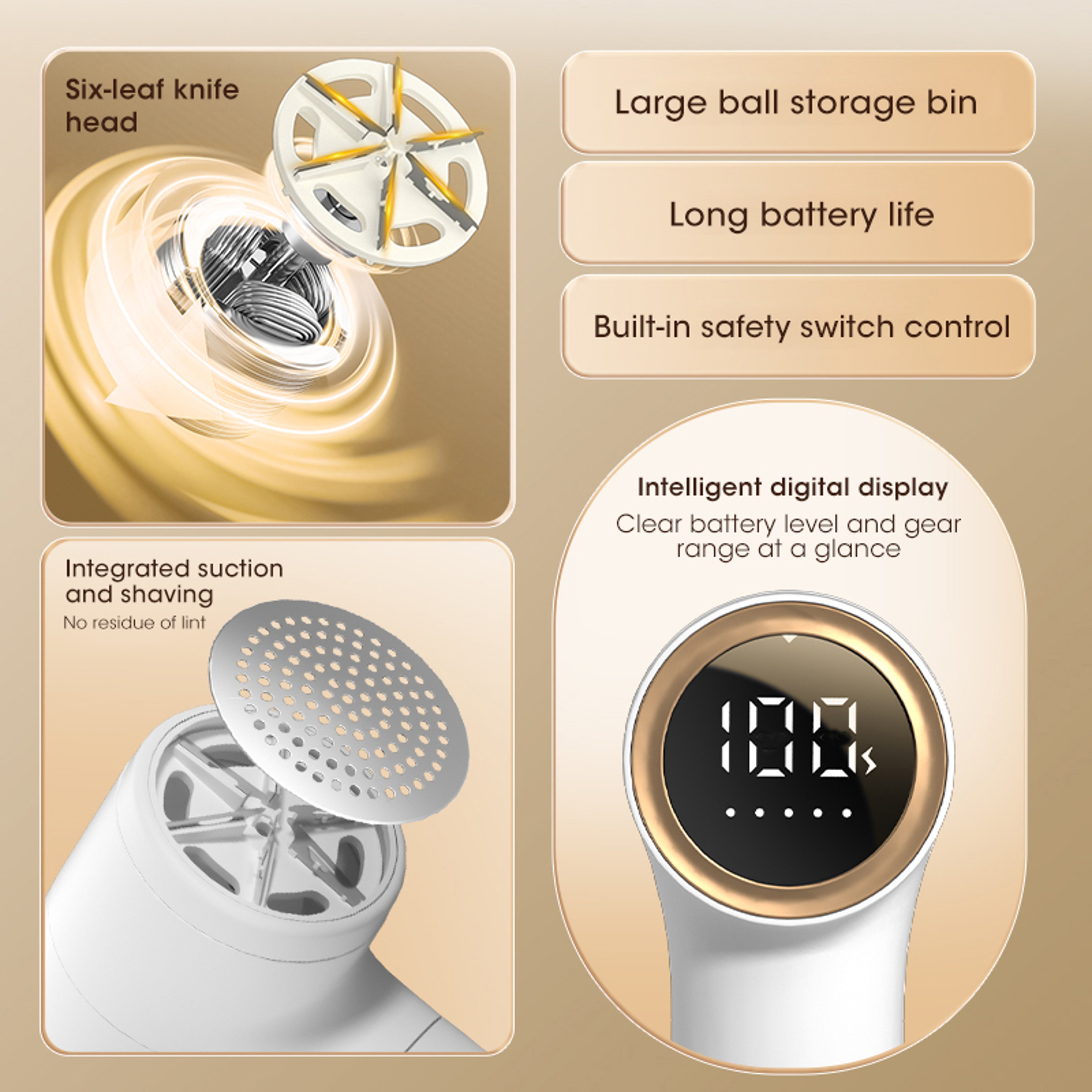 Electric Fabric Shaver, Rechargeable Lint Remover for Clothing, Hair Ball Trimmer, Fuzz Pellet Sweater Fluff. – view 4