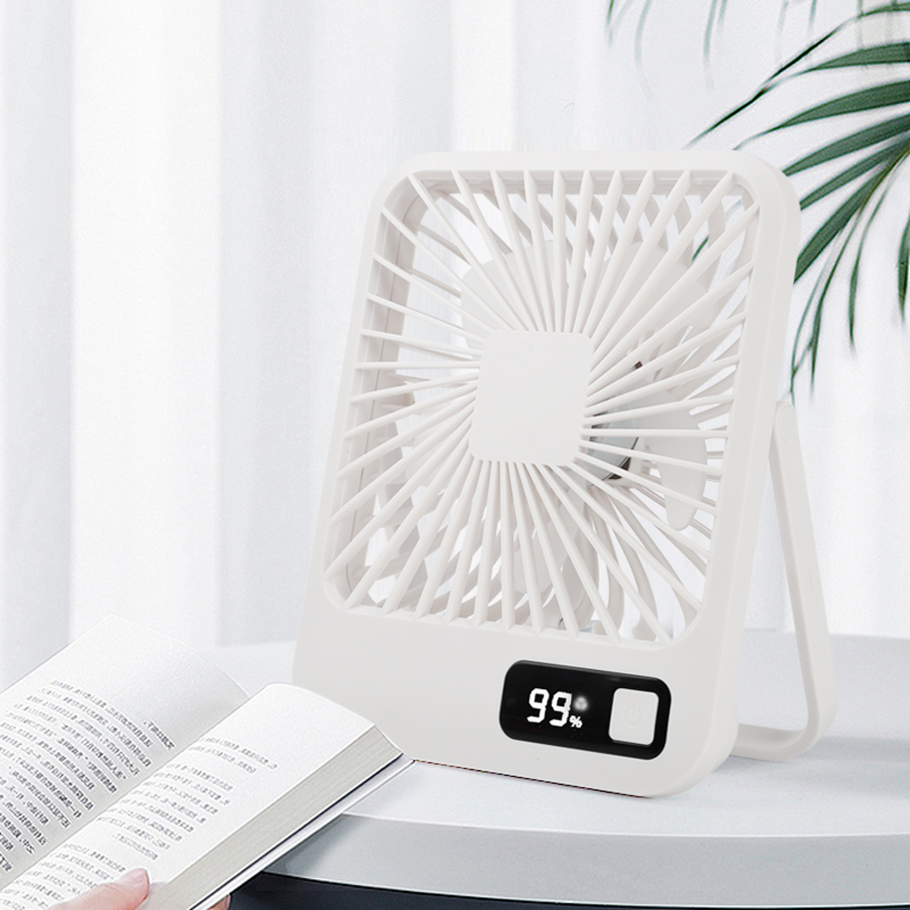 Mini Desk Fan USB Rechargeable Portable 2000mAh Ultra Quiet 5 Speed Strong Airflow Cooling Fan For  2