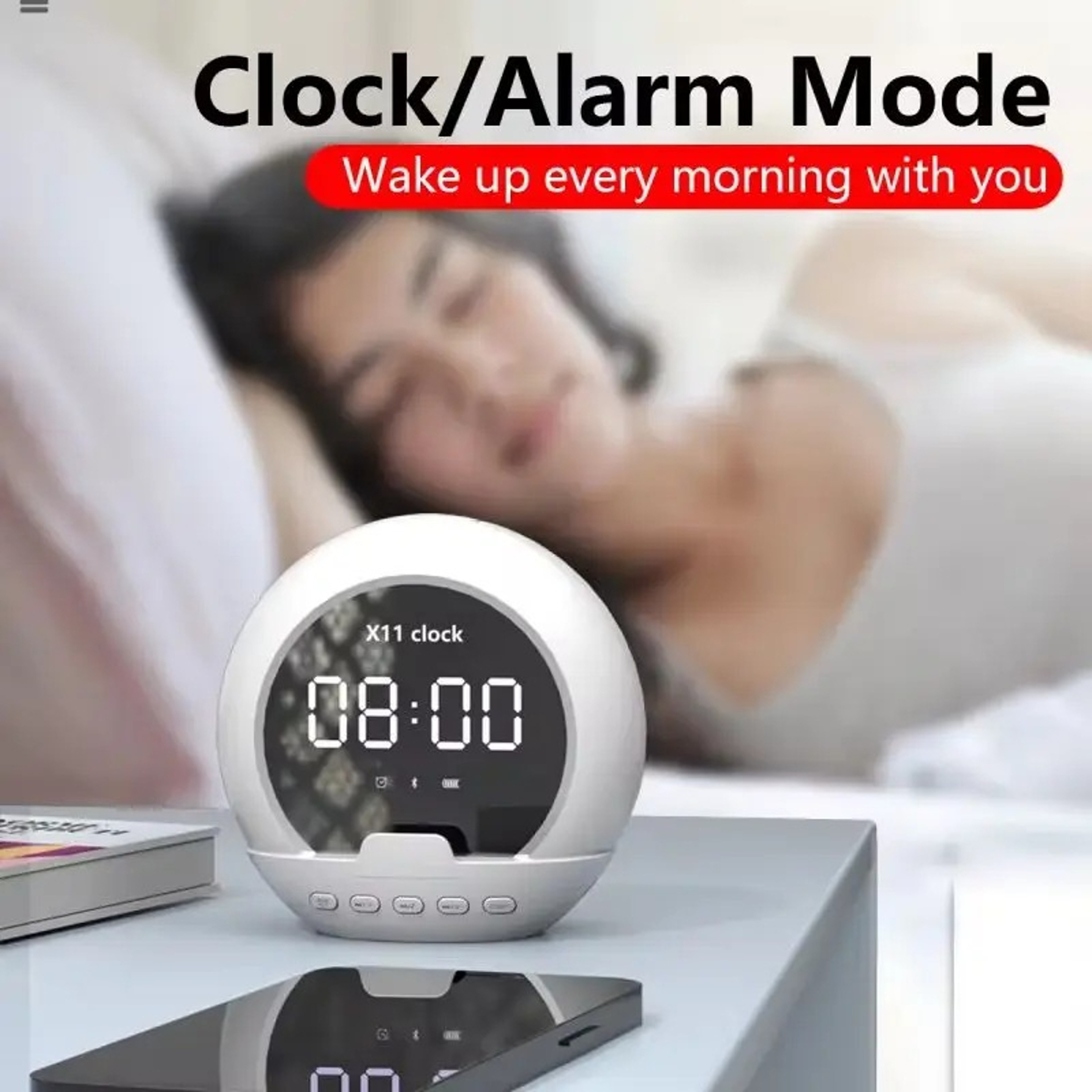 Wireless Speaker and Alarm Clock, Multifunctional Digital Music Device for Home, Travel, and Sports, Small Size – view 1