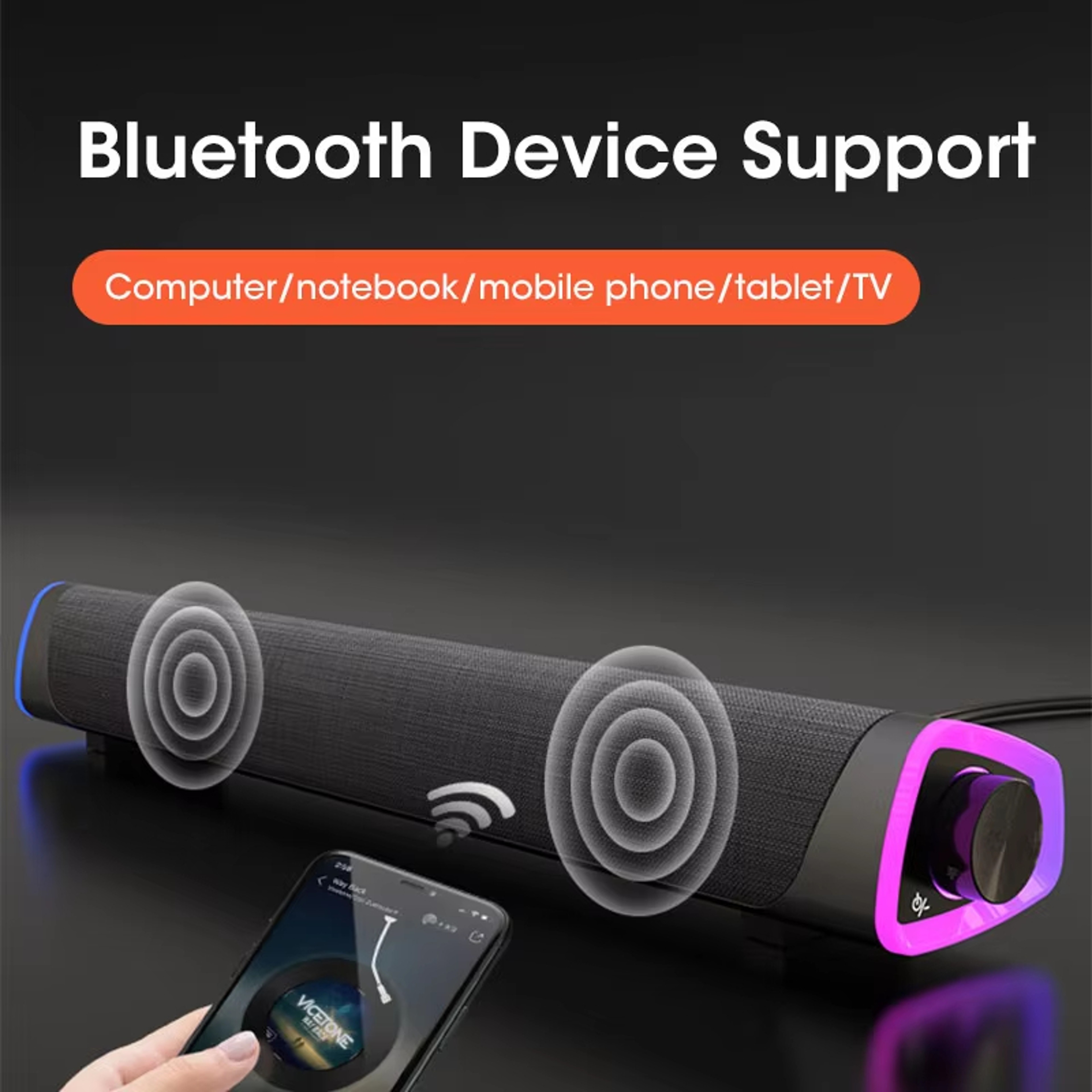 Bluetooth Wireless Computer Bar Speaker Surround Sound Subwoofer For MacBook Laptop Music Player 1