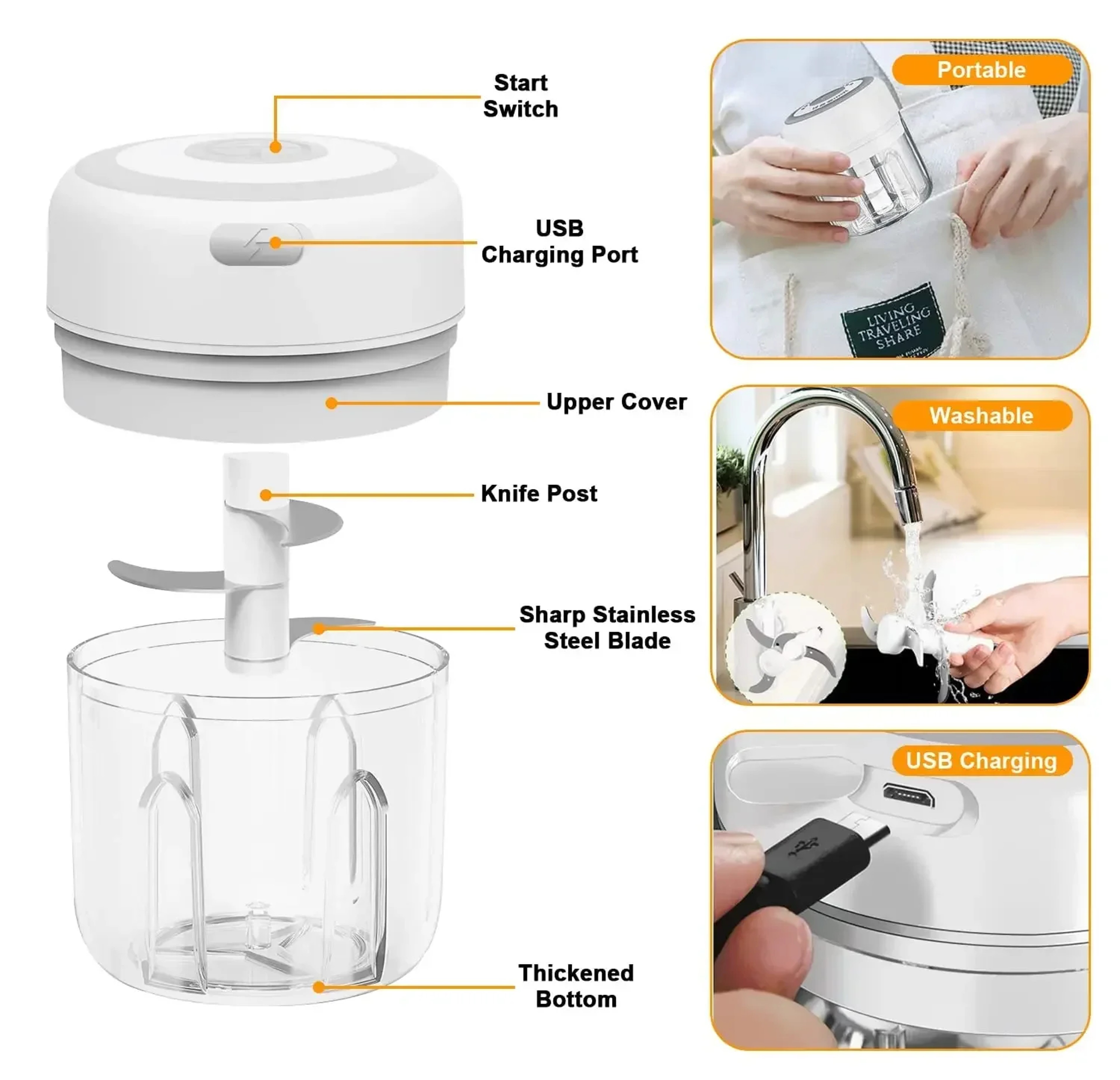 USB Mini Electric Garlic Mincer Portable Onion Food Processor Vegetable Chopper Small Food Chopper 2