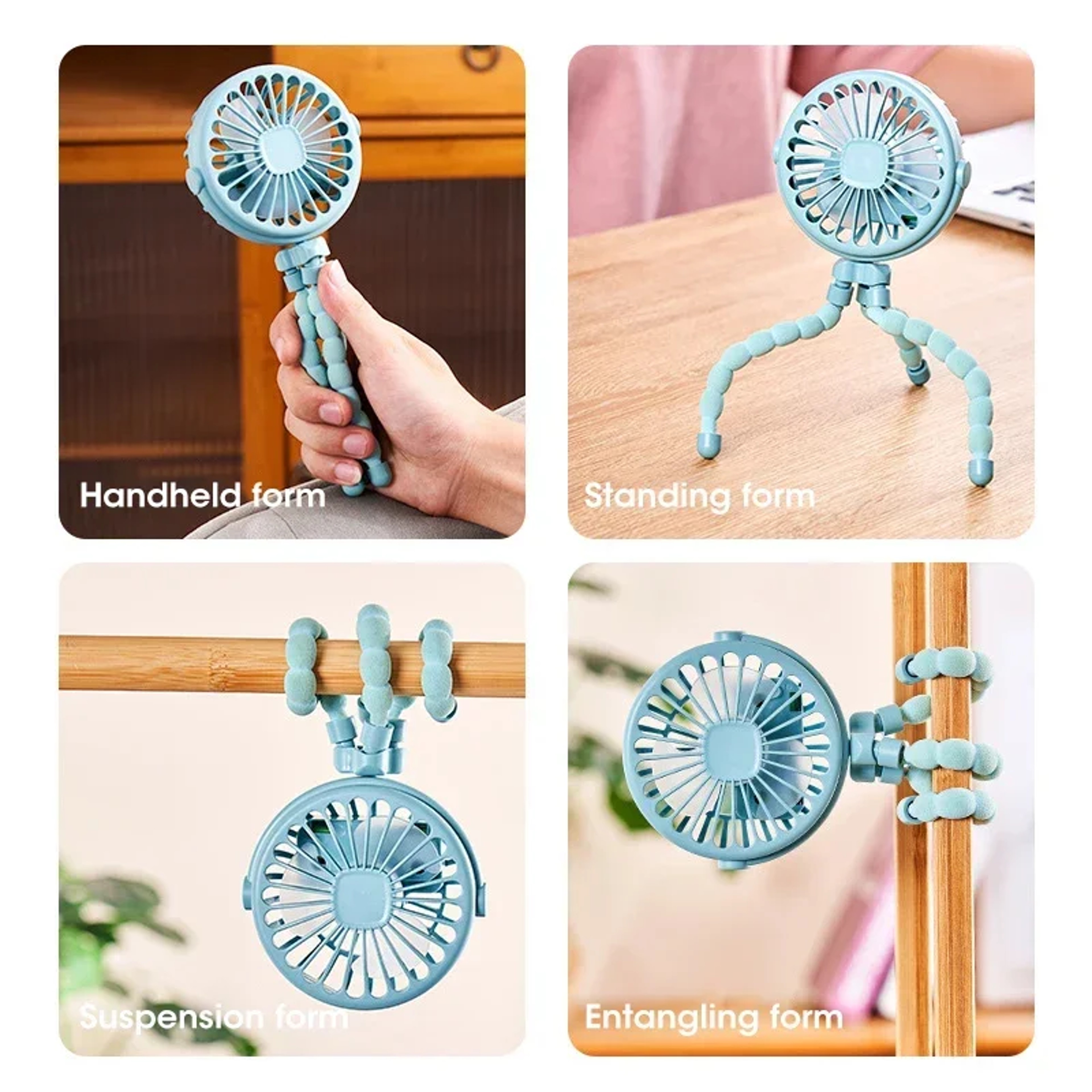 Outdoor Baby Stroller Handheld Fan USB Desktop Folding Fan Portable Mini Fan Summer Mute Multifunct 4