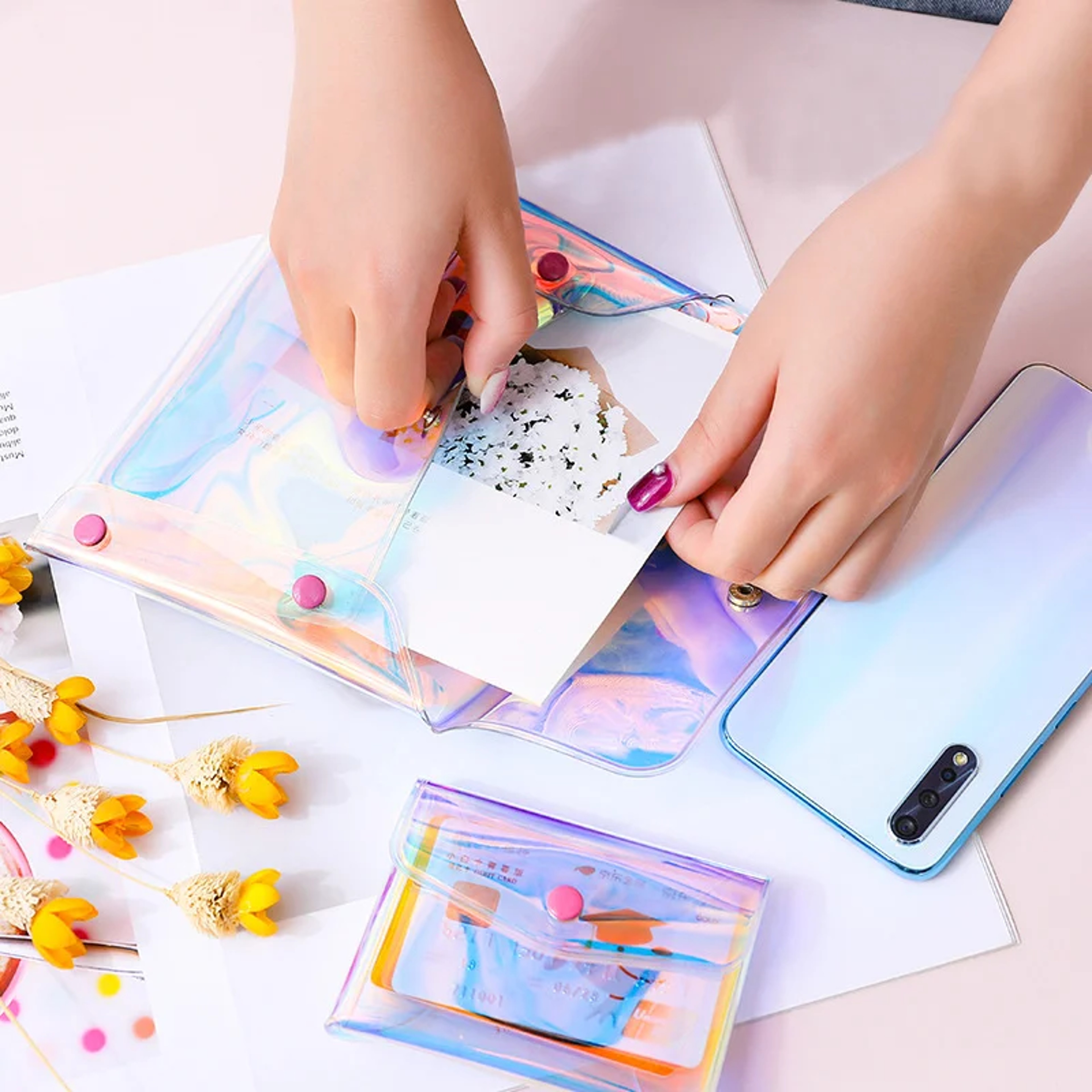 Portable Womens Wallet Stylish Laser Design Coin Purse Clutch Wallet For Shopping Makeup Pouch Cosm 0