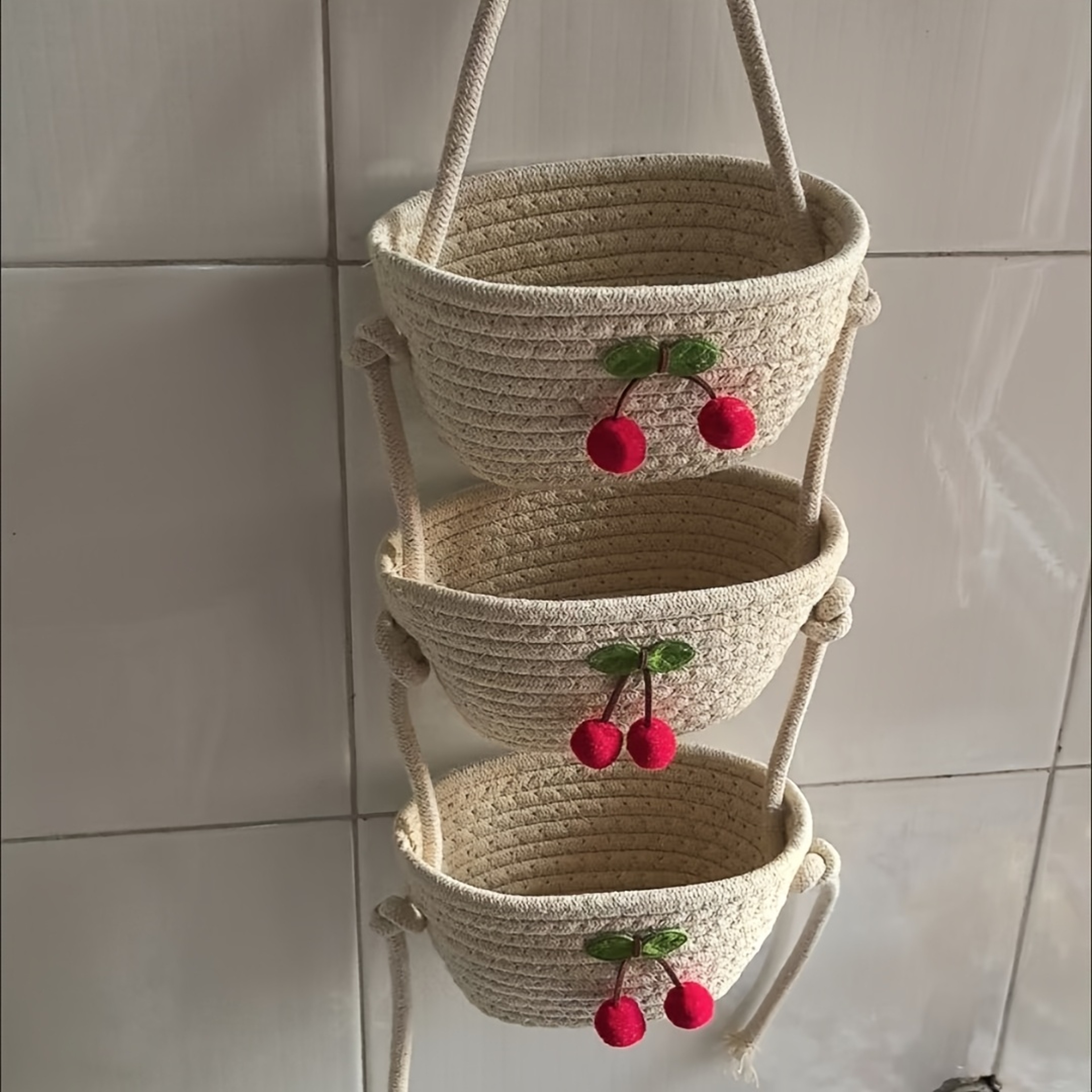 Hanging Storage Baskets, Hand-woven Wall-mounted Shelf Baskets, Decorative Storage Baskets for Home – view 5