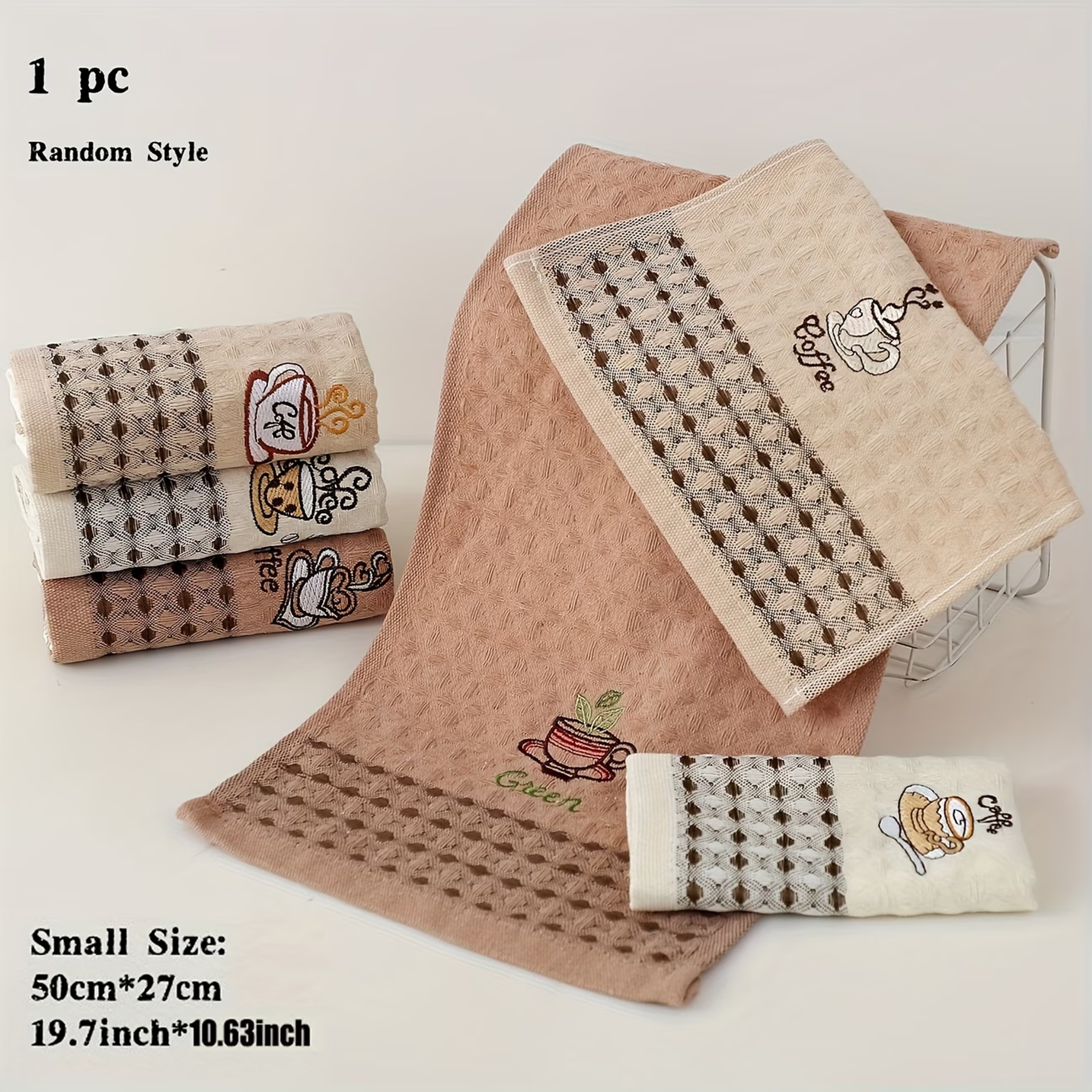 Super Absorbent Coffee Cup Embroidered Kitchen Dish Towels Set Quick Dry Kitchen Cleaning Cloths Ho 6