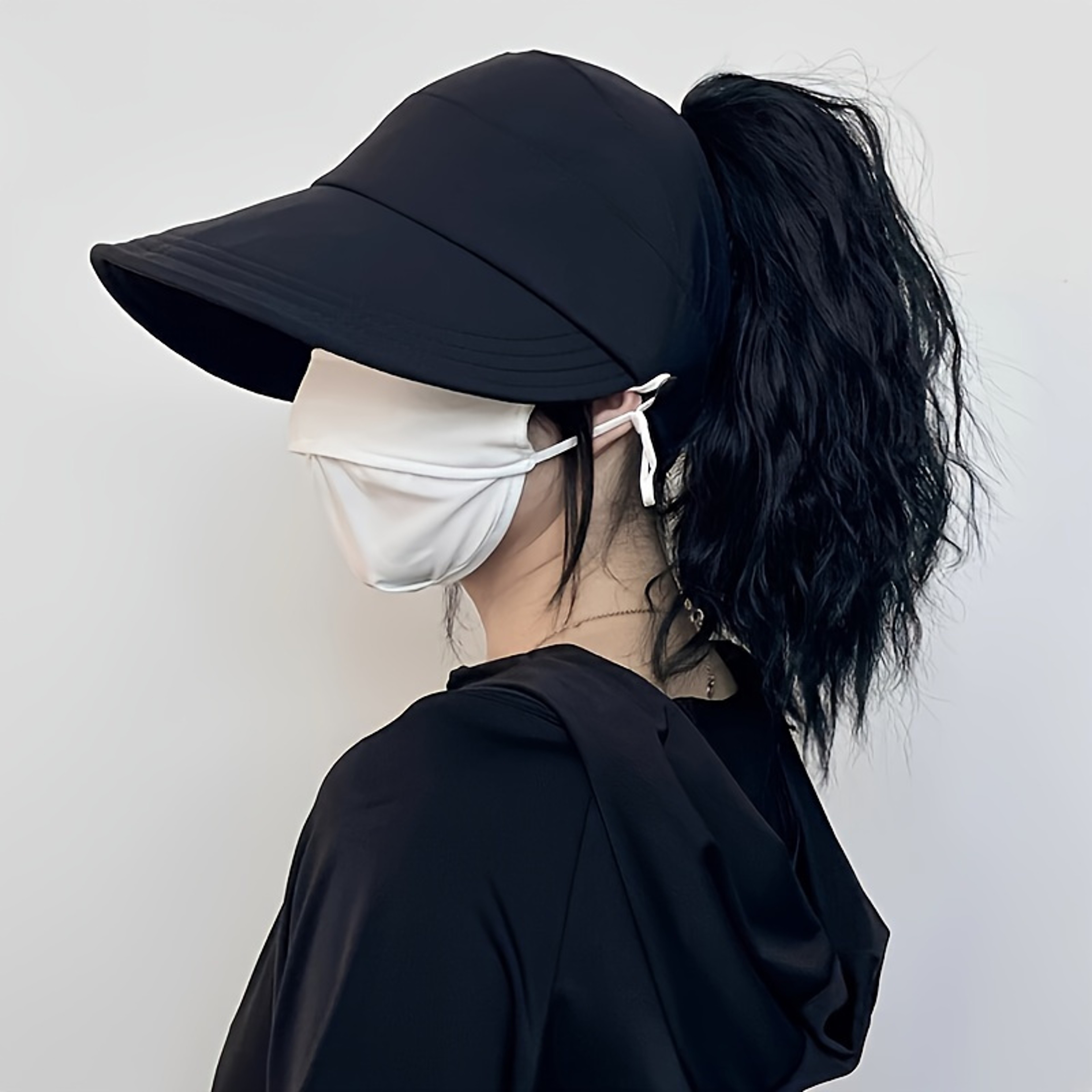 Womens Breathable Sun Hat With Wide Brim UV Protection OpenTop Peaked Visor For Ponytails Summer Ha