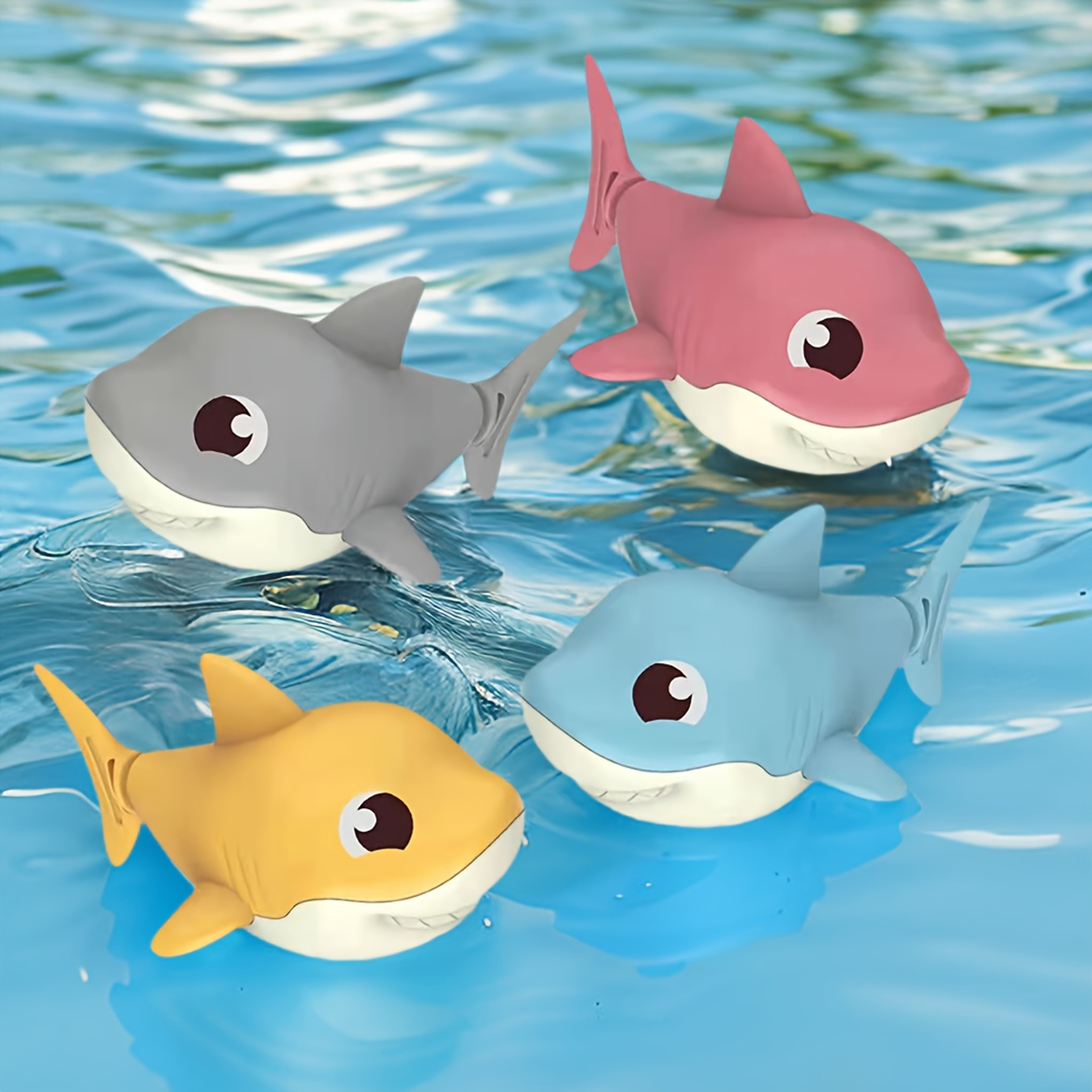 Summer Cartoon Shark Baby Water Play Toy With Wind Up Chain Bath Shower Toy For Outdoor Fun 0