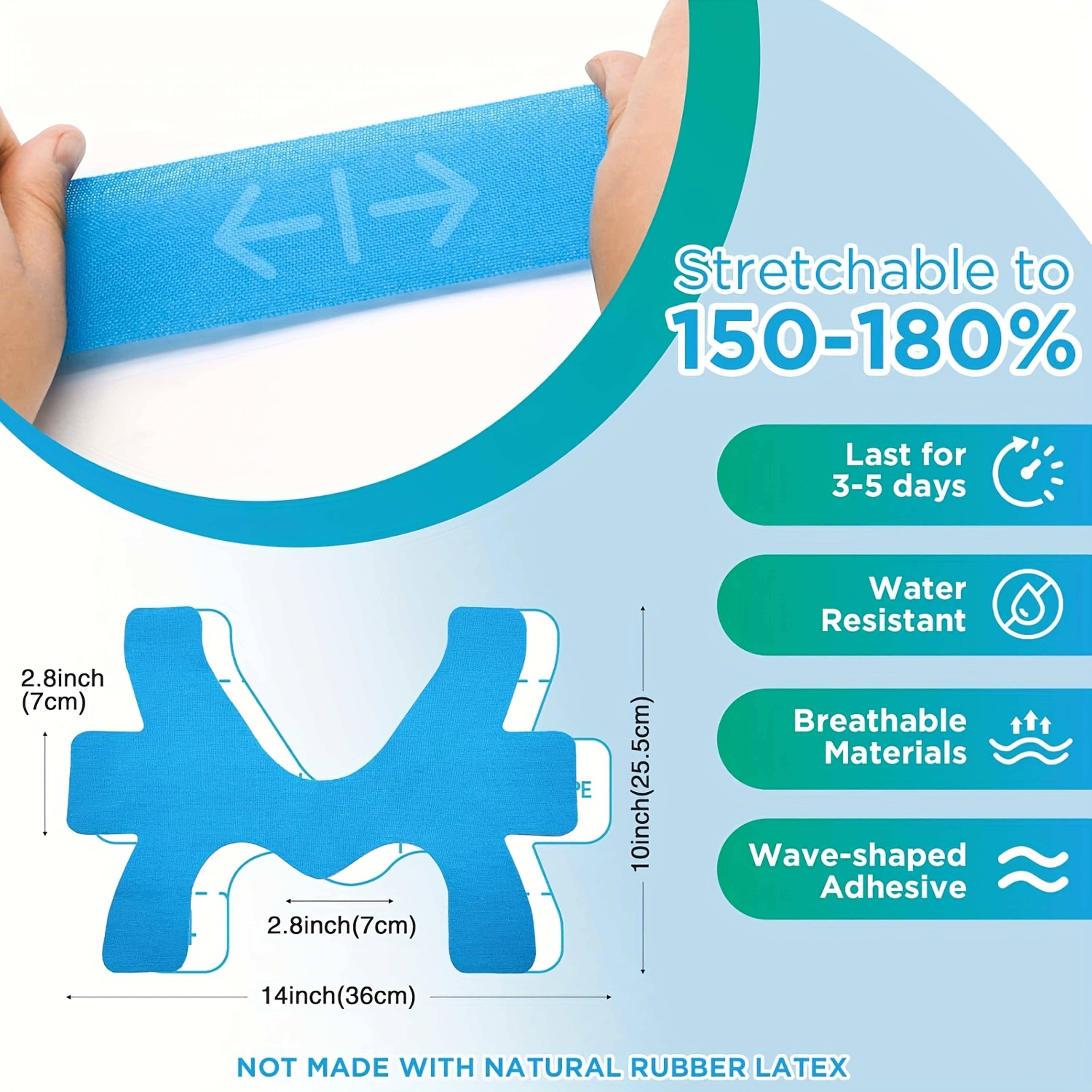 Pre Cut Knee Sports Tape Elastic Breathable Support For Pain Relief LatexFree Stabilization Patch 2